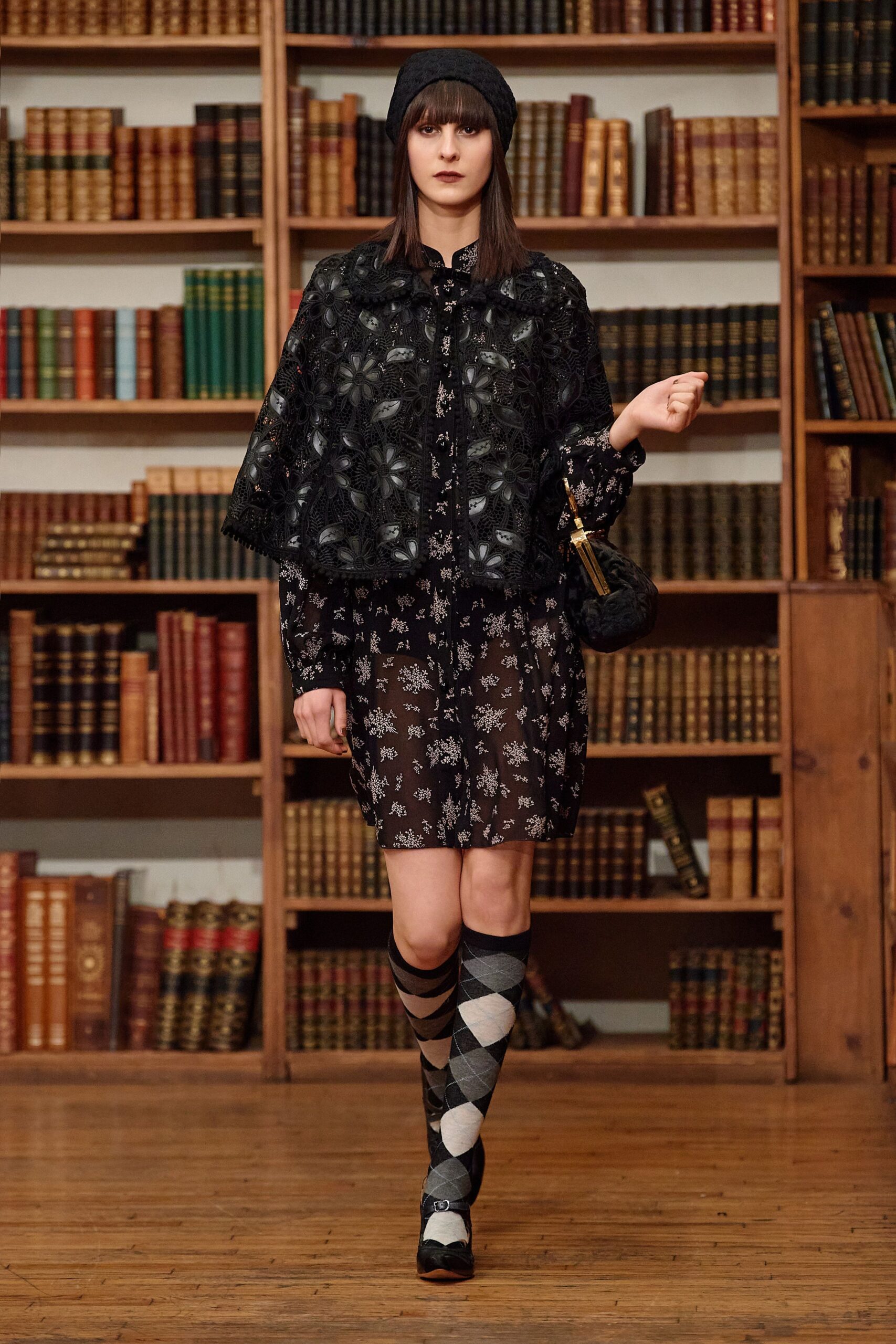 black lace open-front floral scalloped textured cropped cape