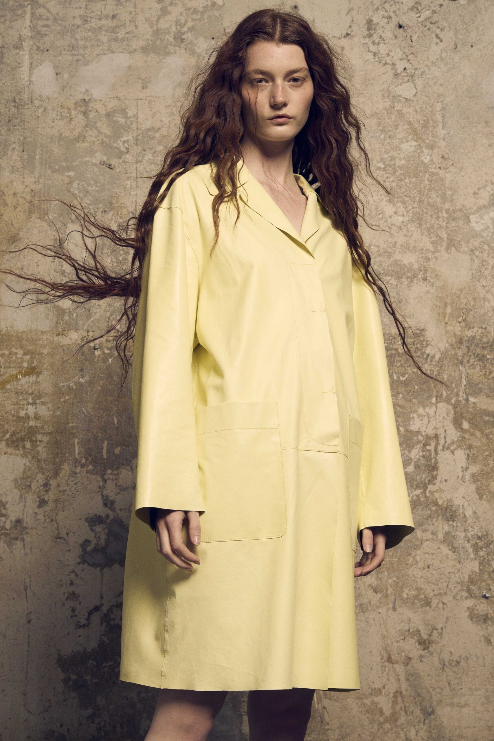 yellow oversized coat