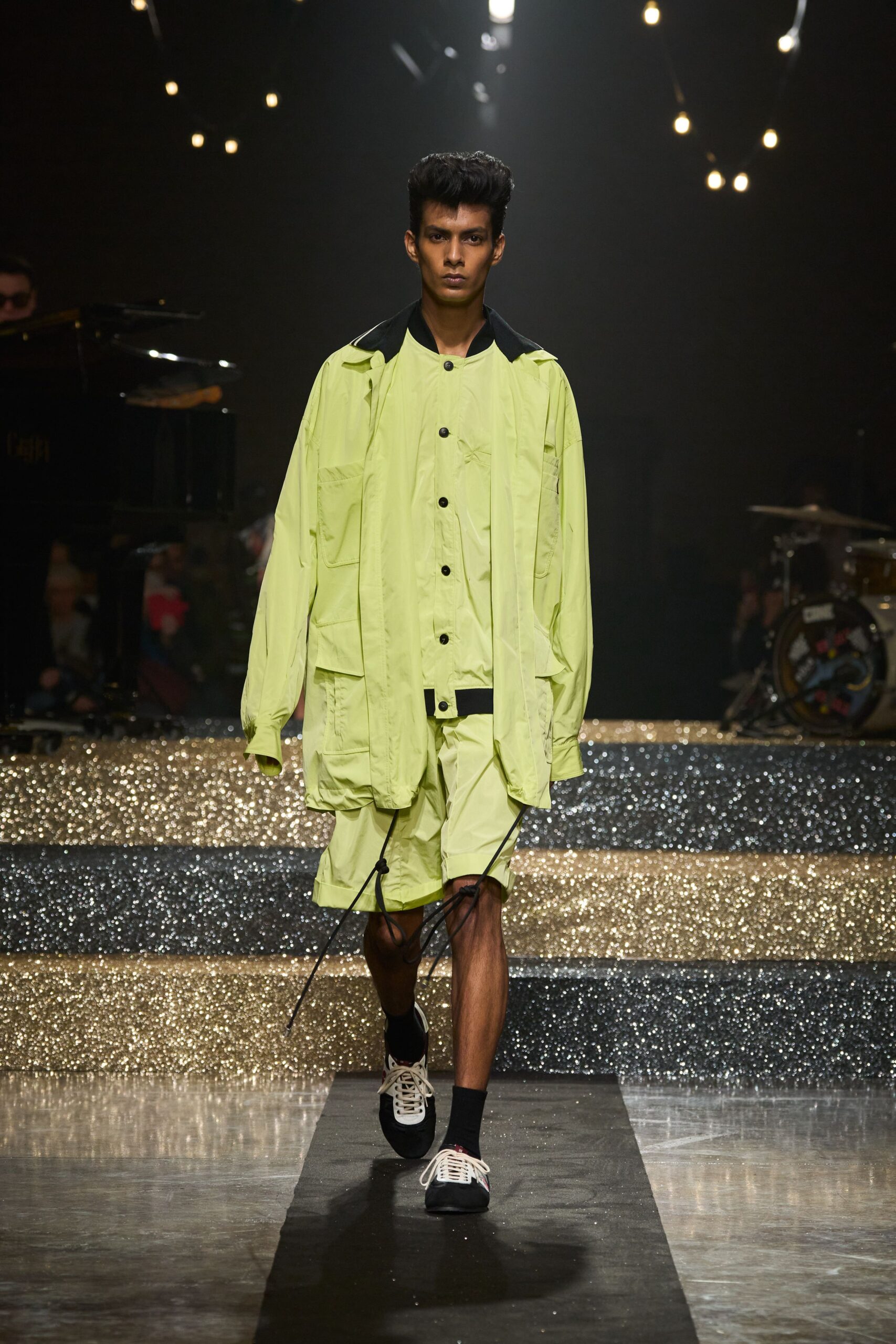 yellow oversized jacket with shorts