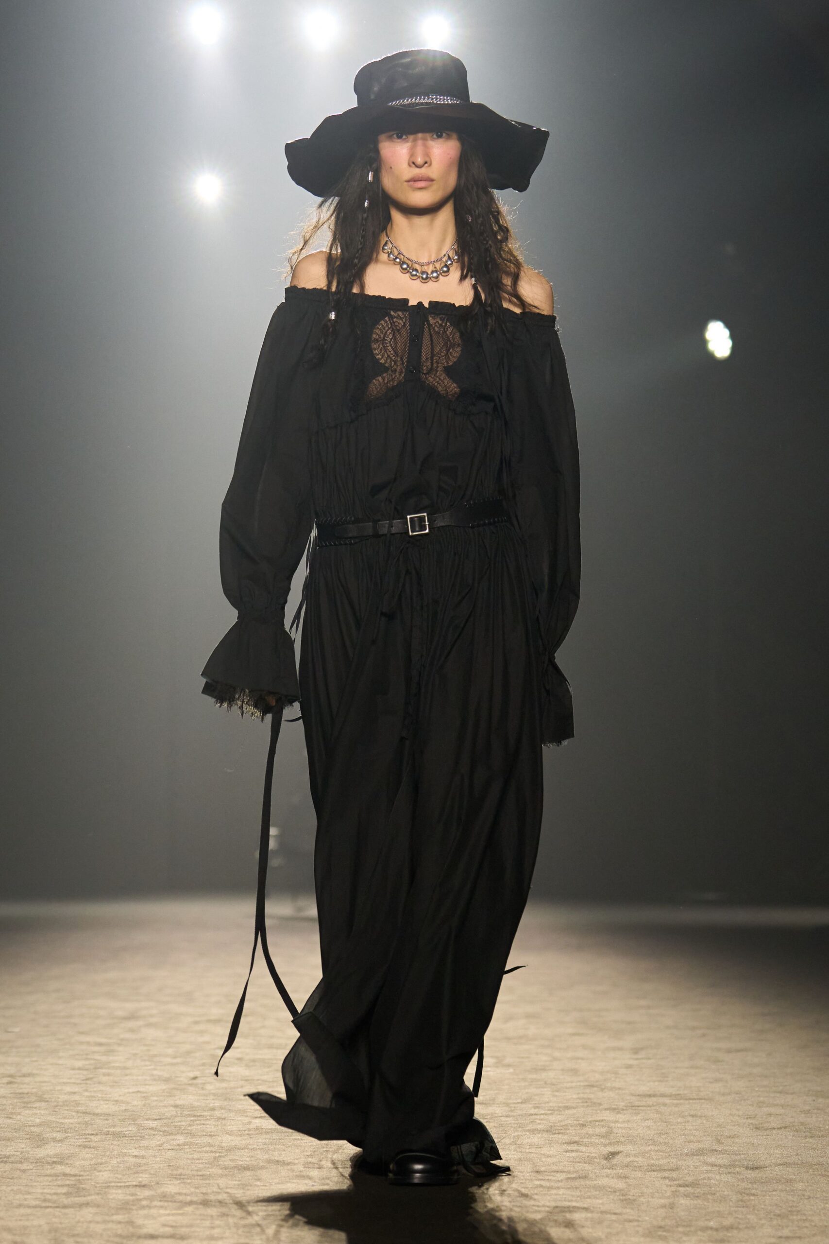 black relaxed off-shoulder maxi dress
