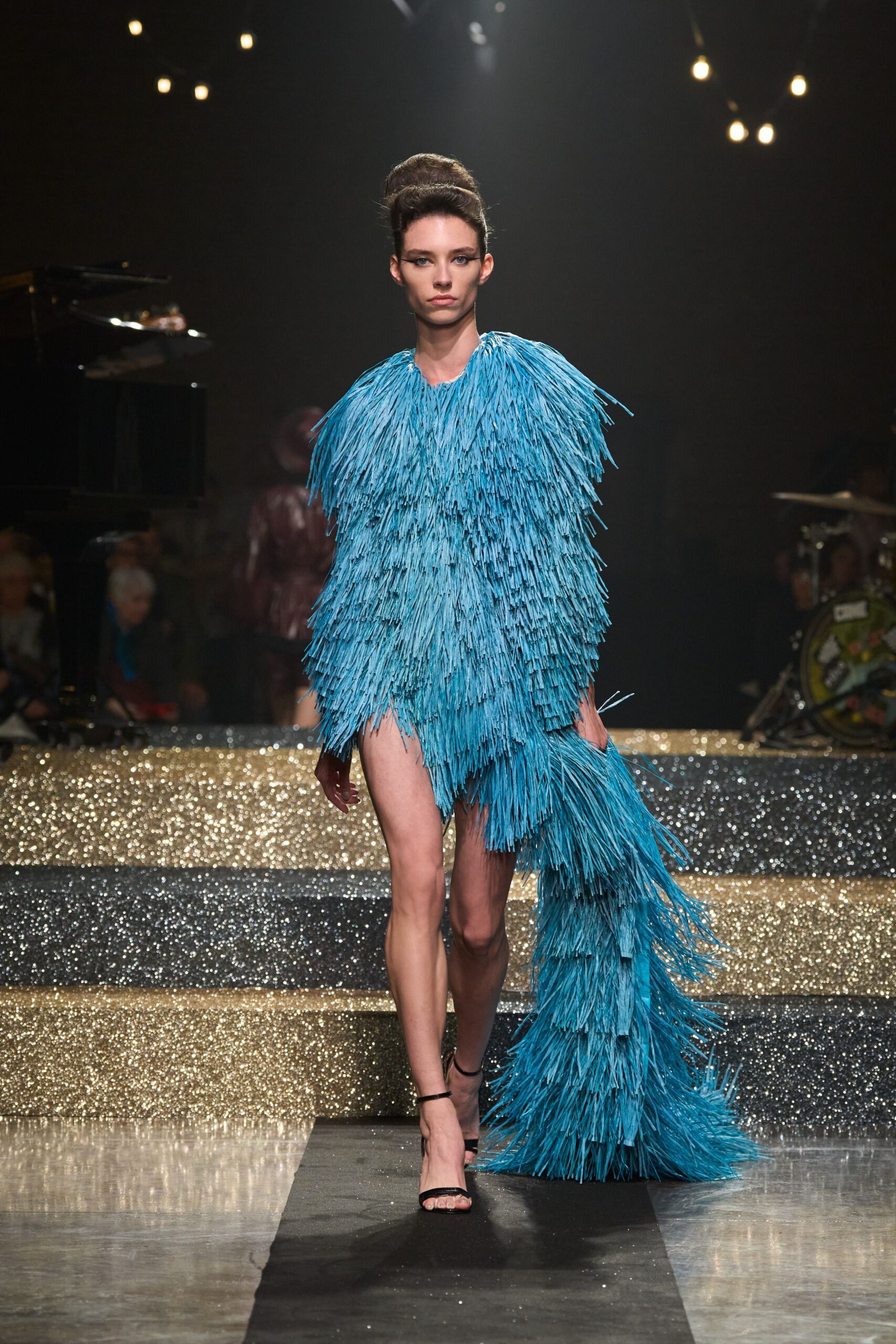 blue fringed mini dress