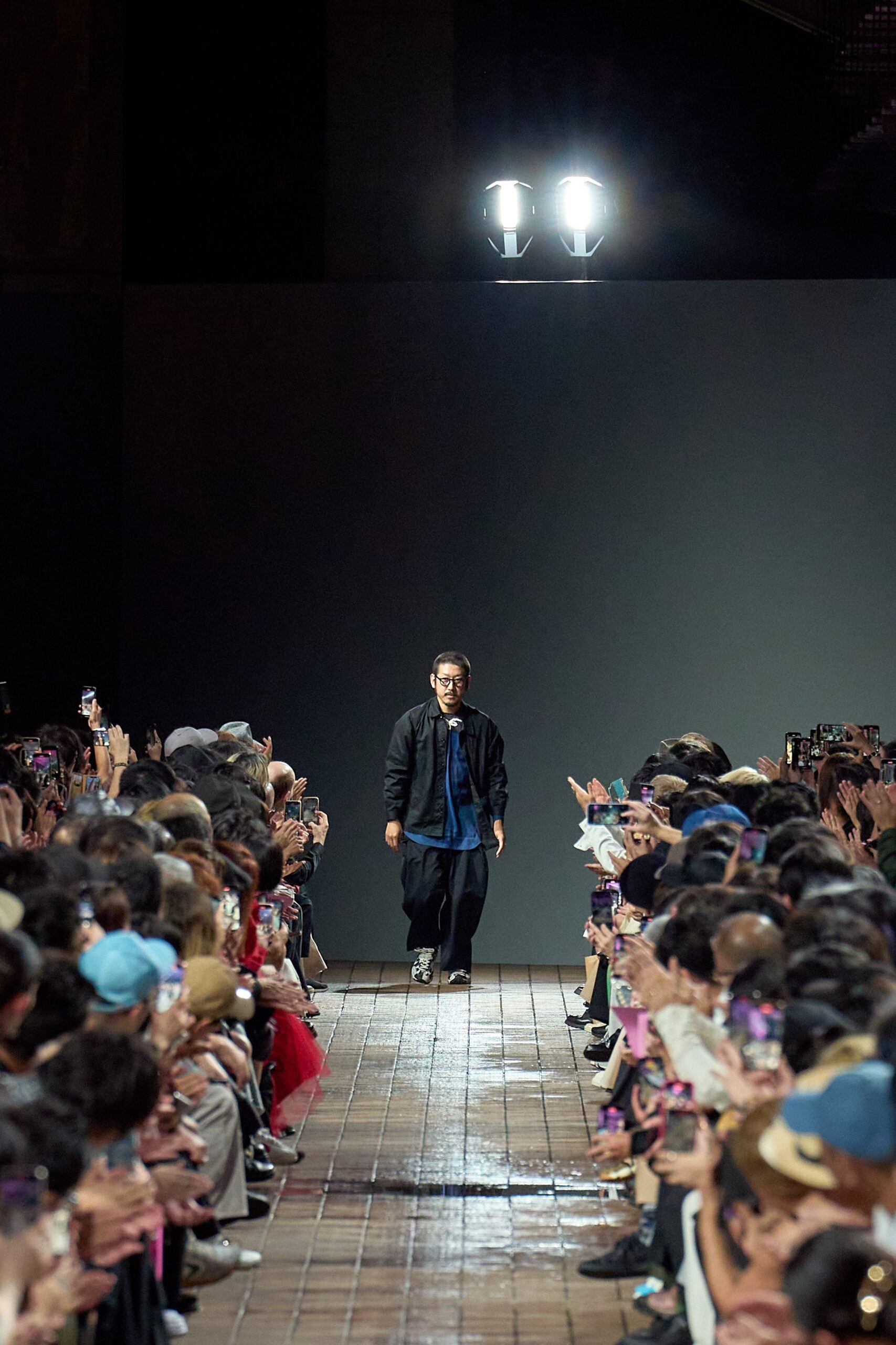 black relaxed jacket with blue shirt