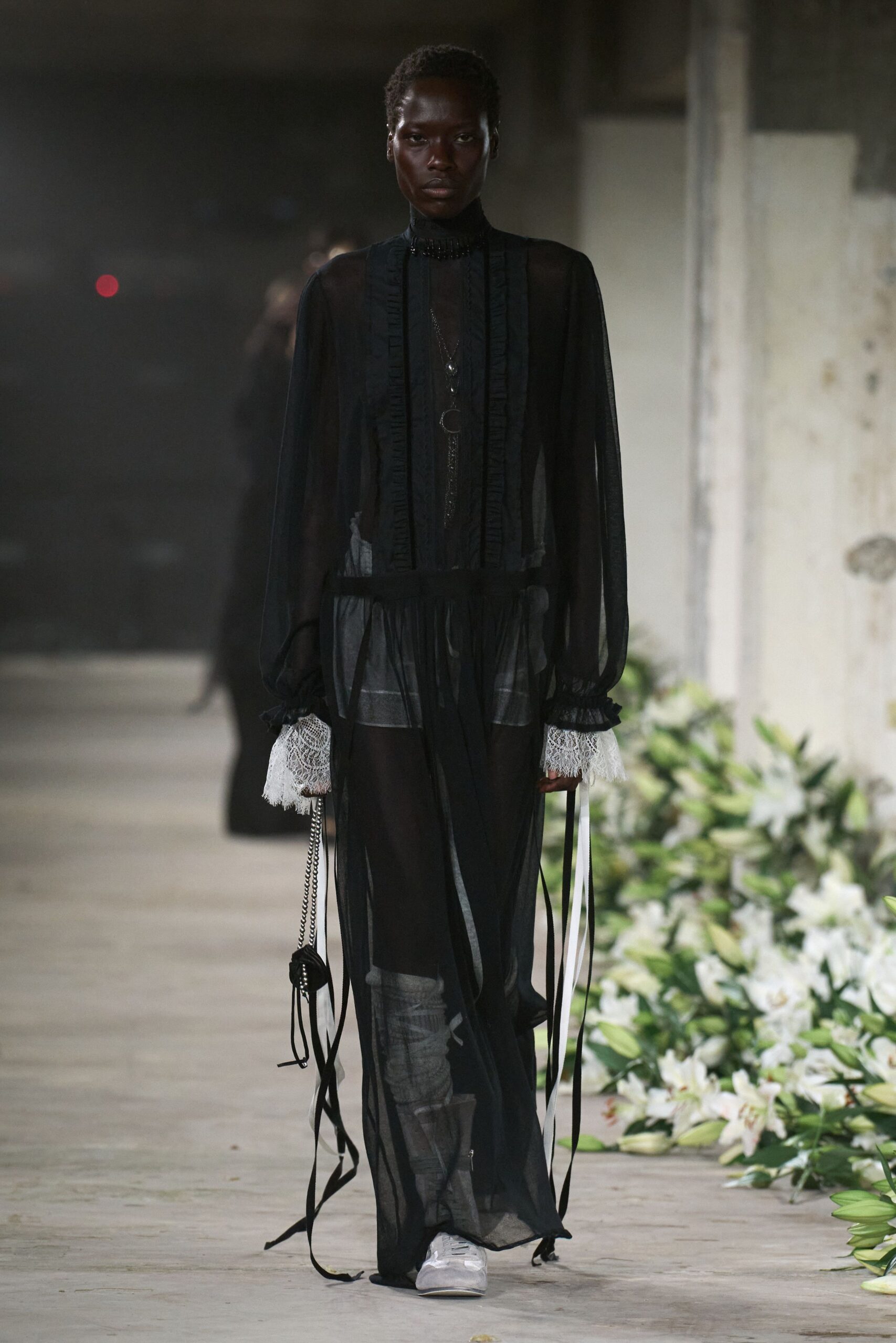 black sheer layered maxi dress