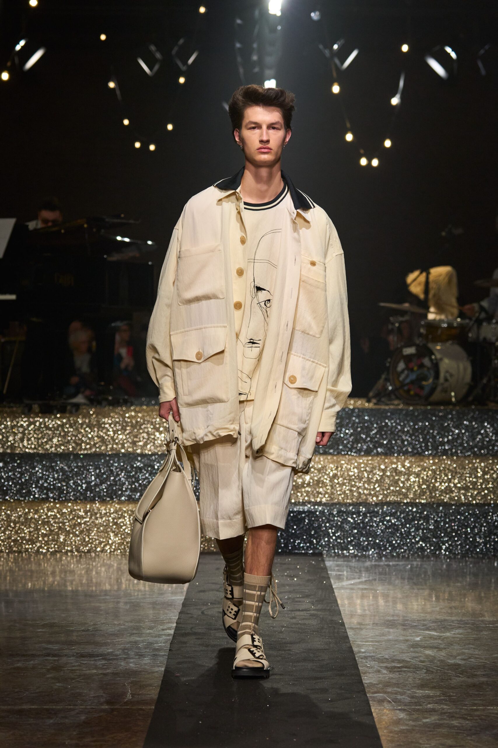 white relaxed jacket with shorts