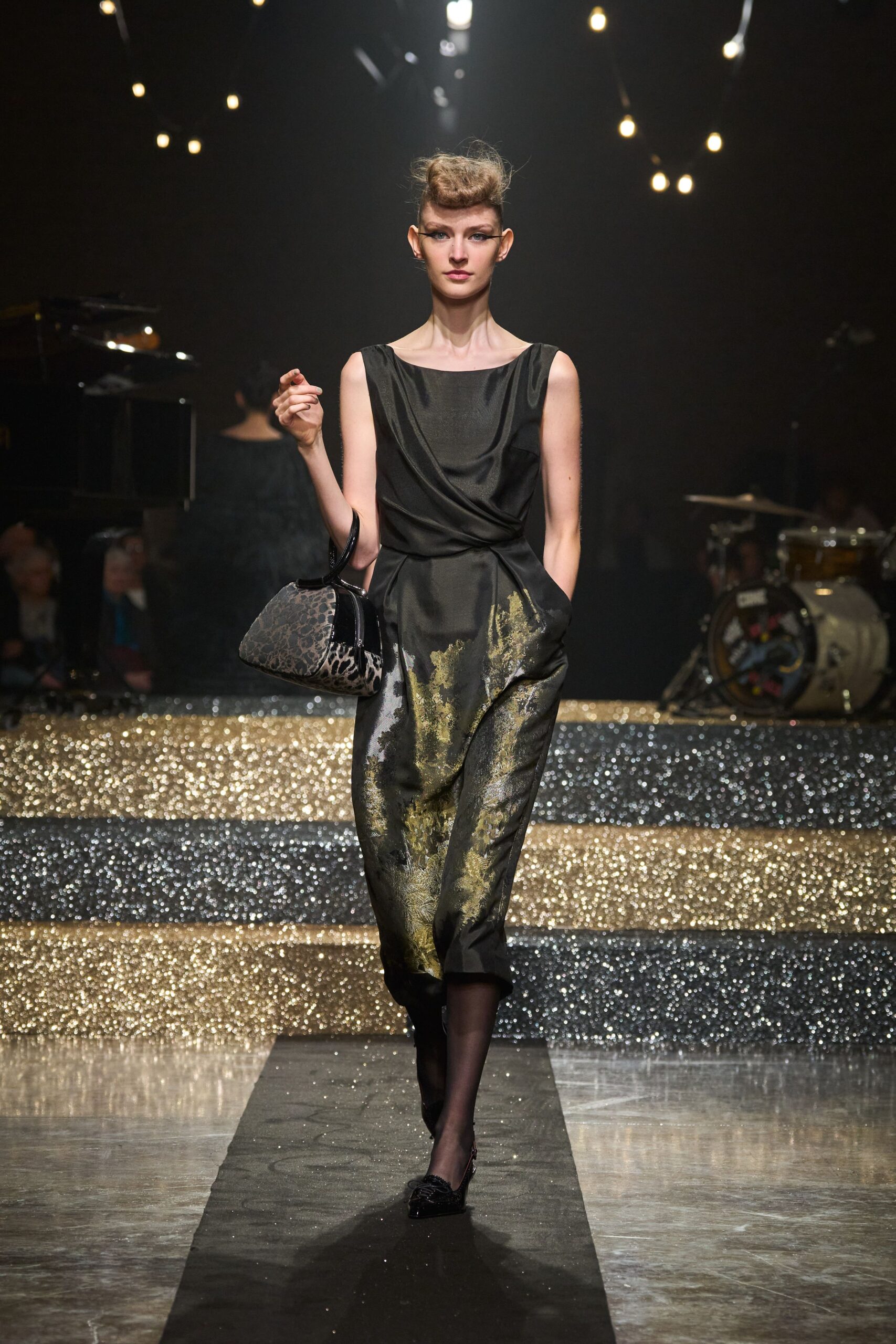 black silk sleeveless midi dress