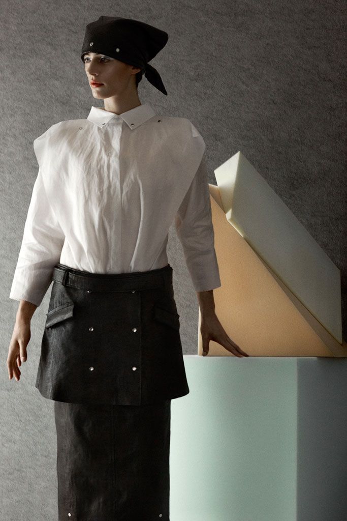 white structured collared shirt