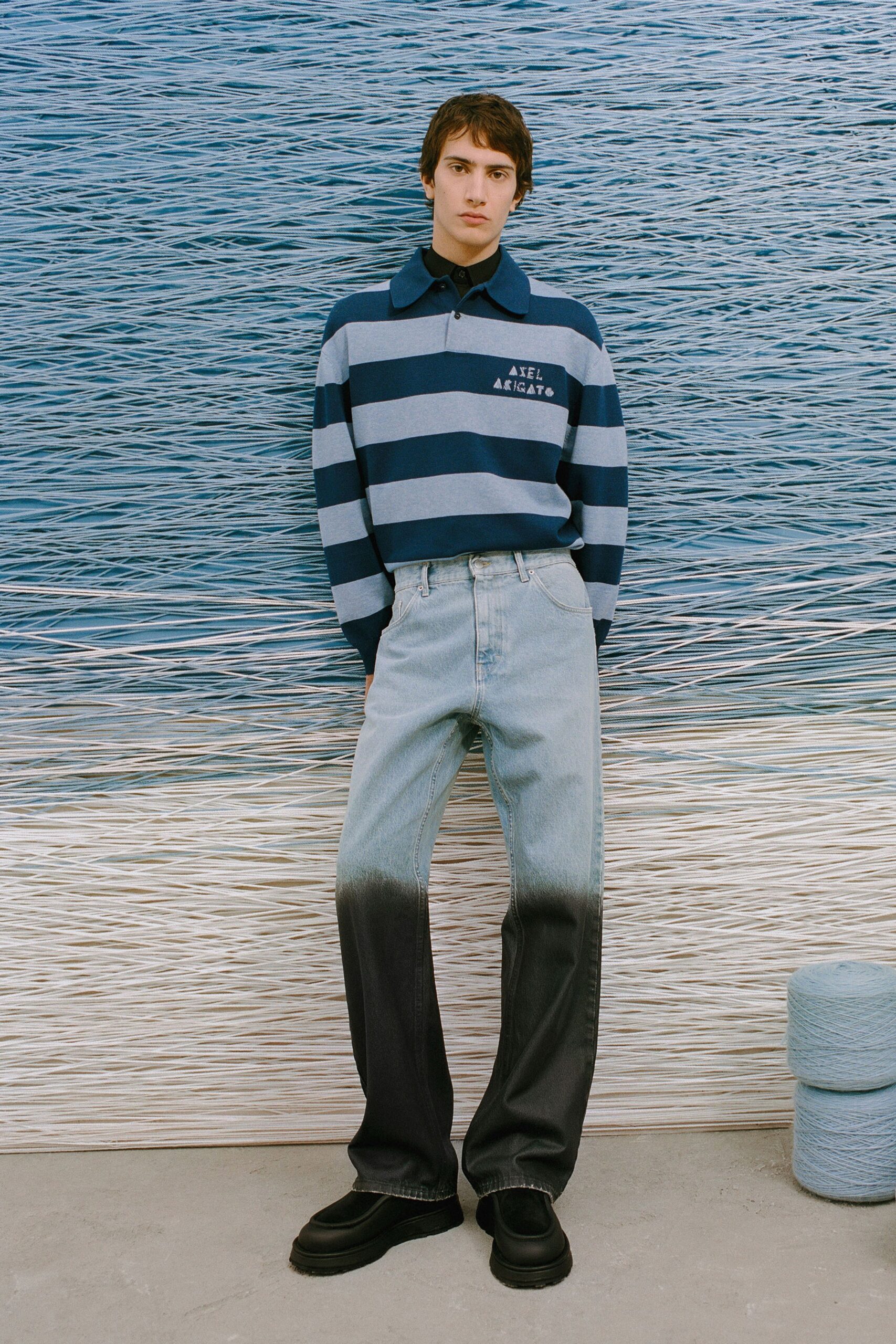 blue striped shirt with jeans