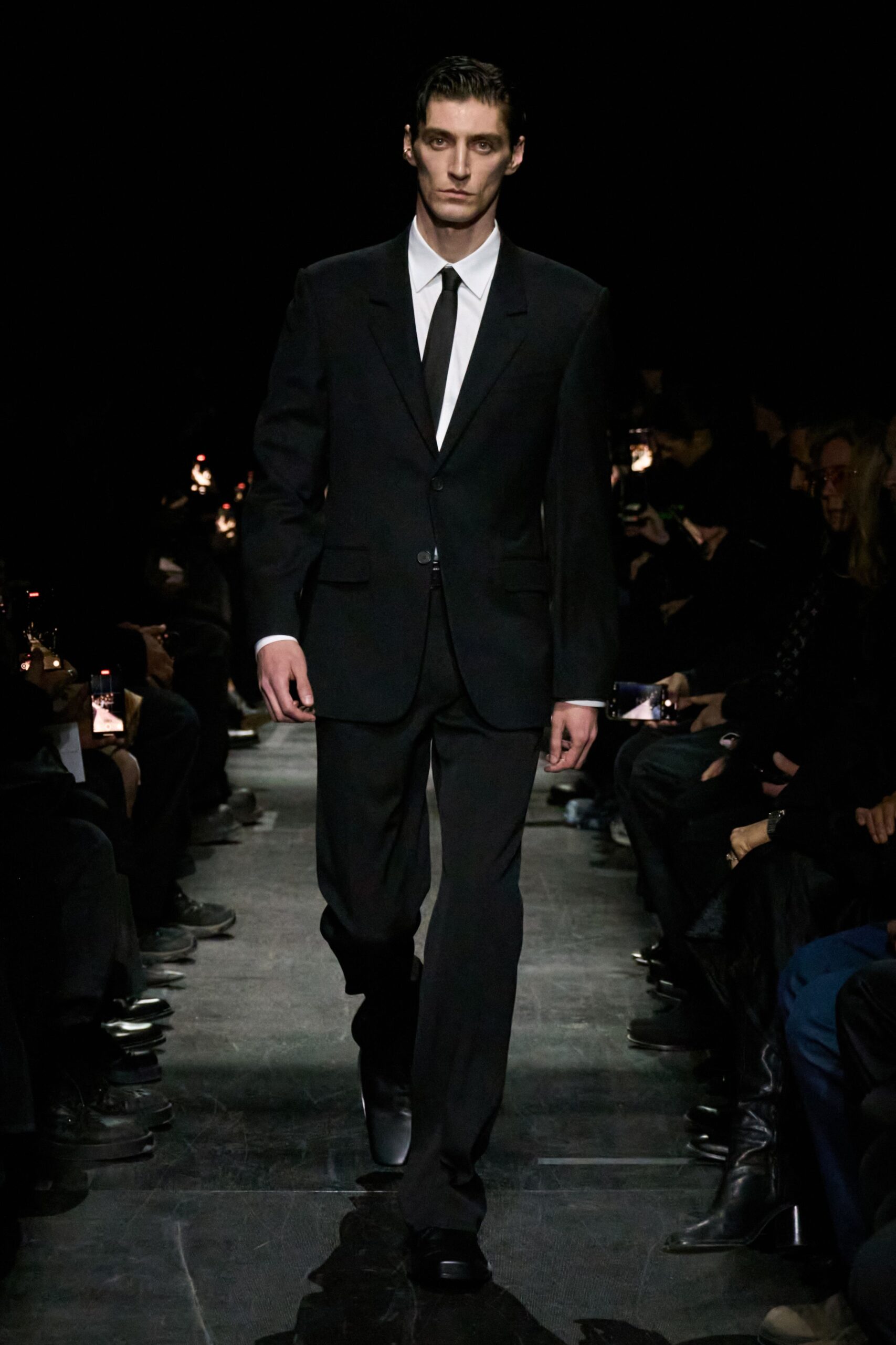 black tailored suit with shoes