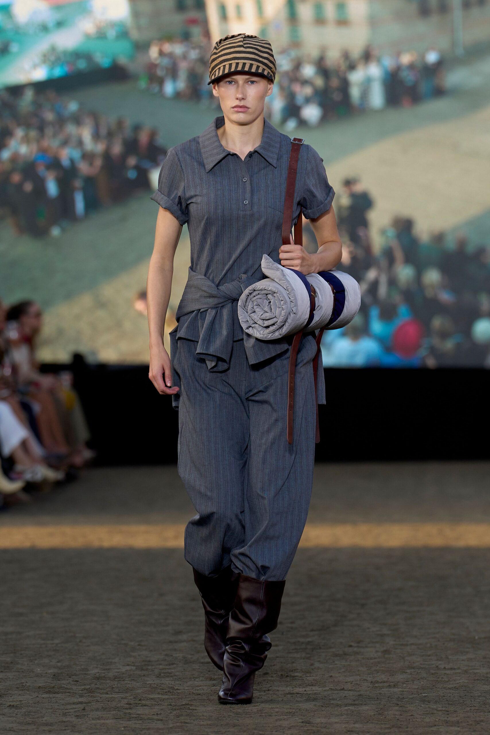 brown leather structured shiny maxi boots