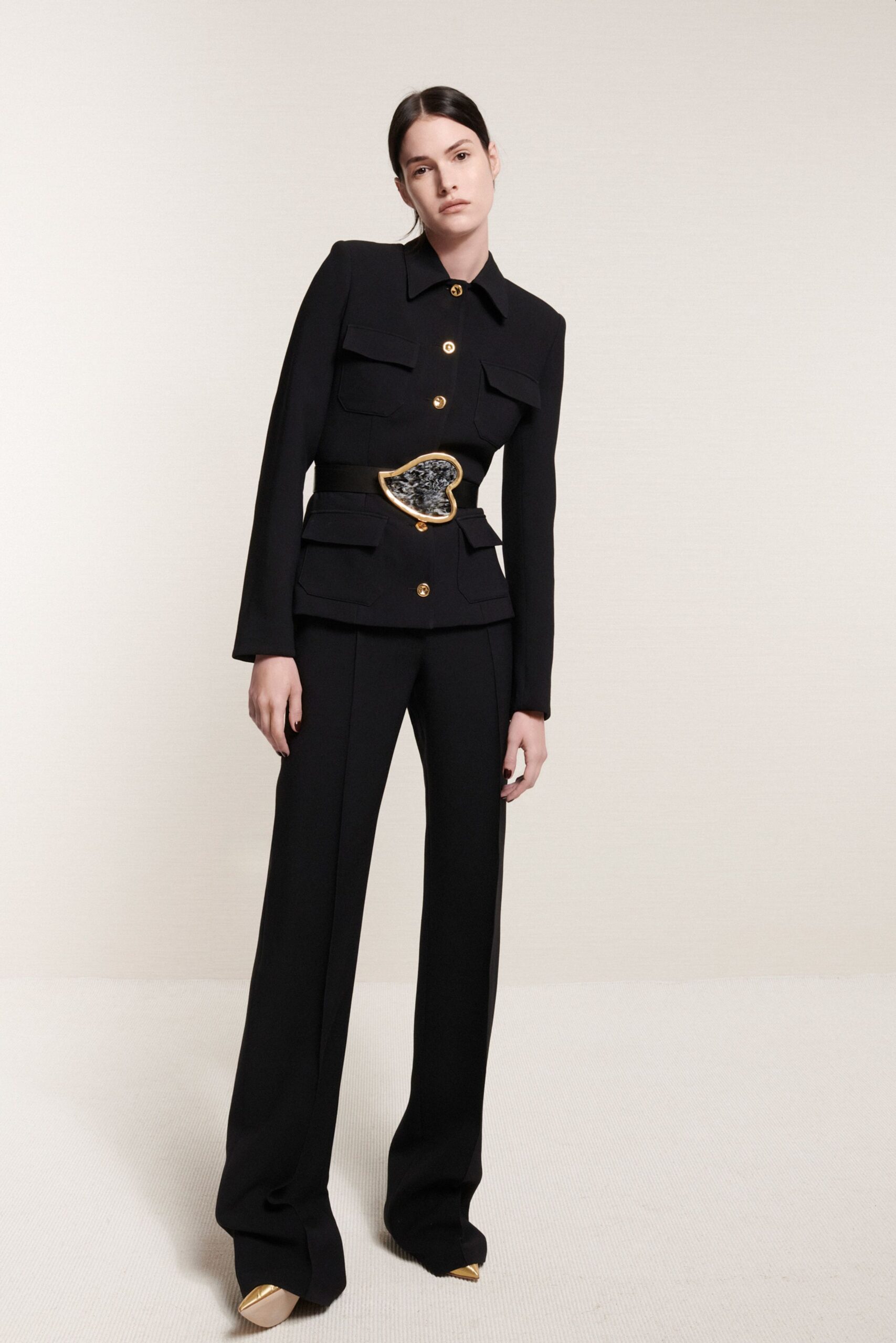 black tailored blazer and pants