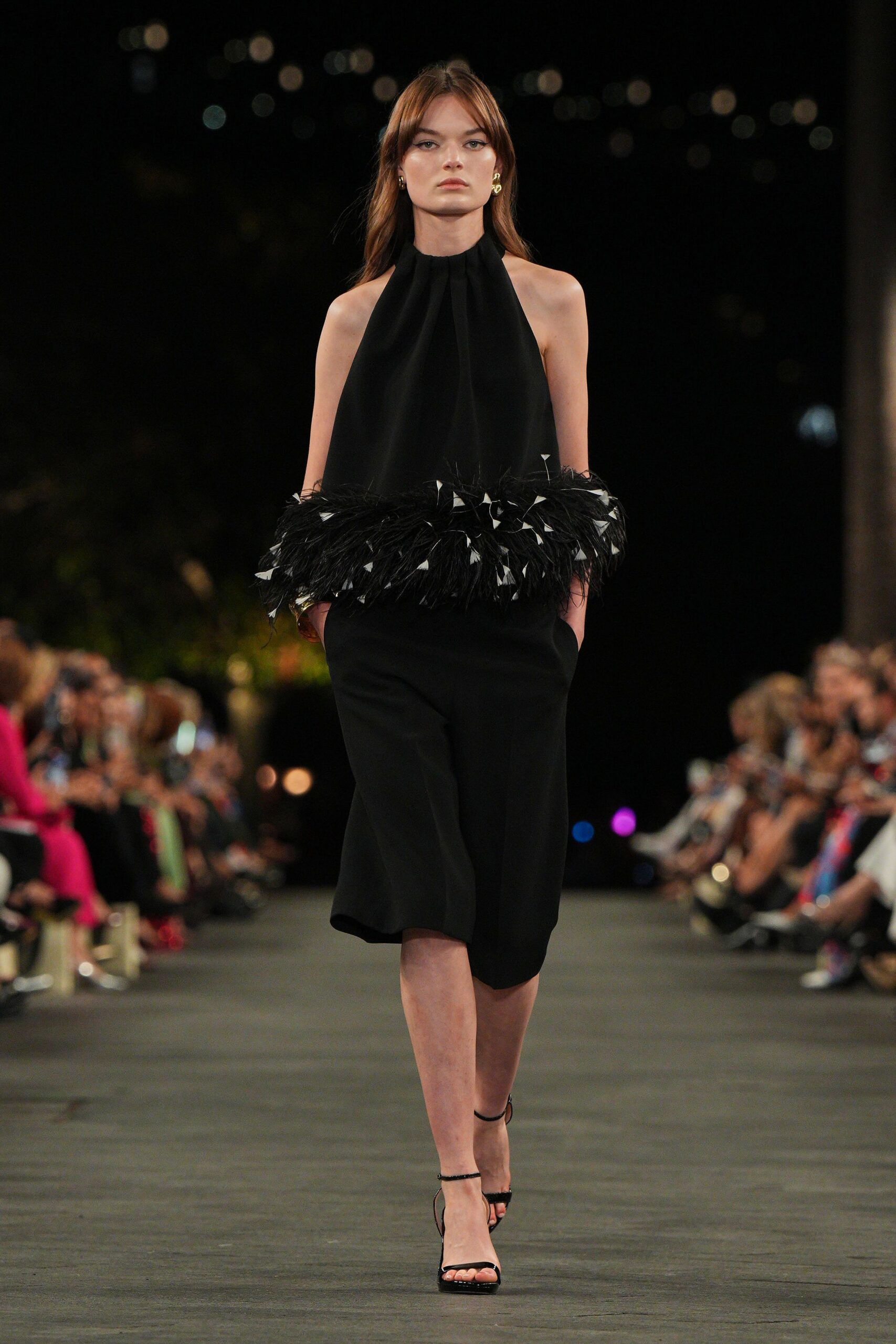 black halter midi dress