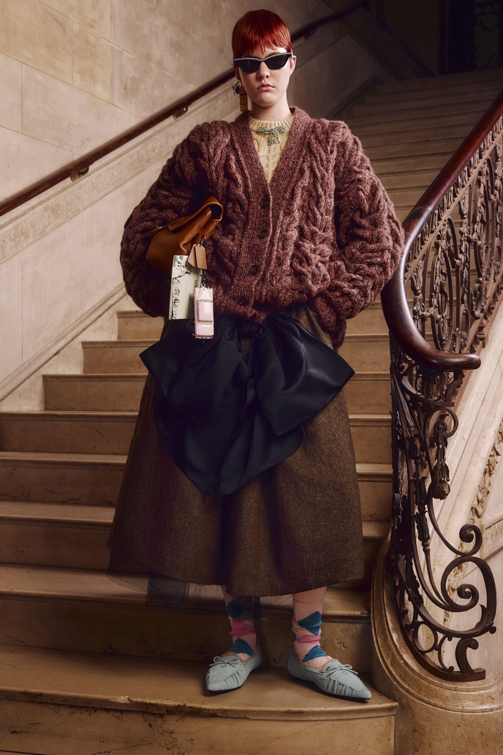 oversized brown knitted cardigan