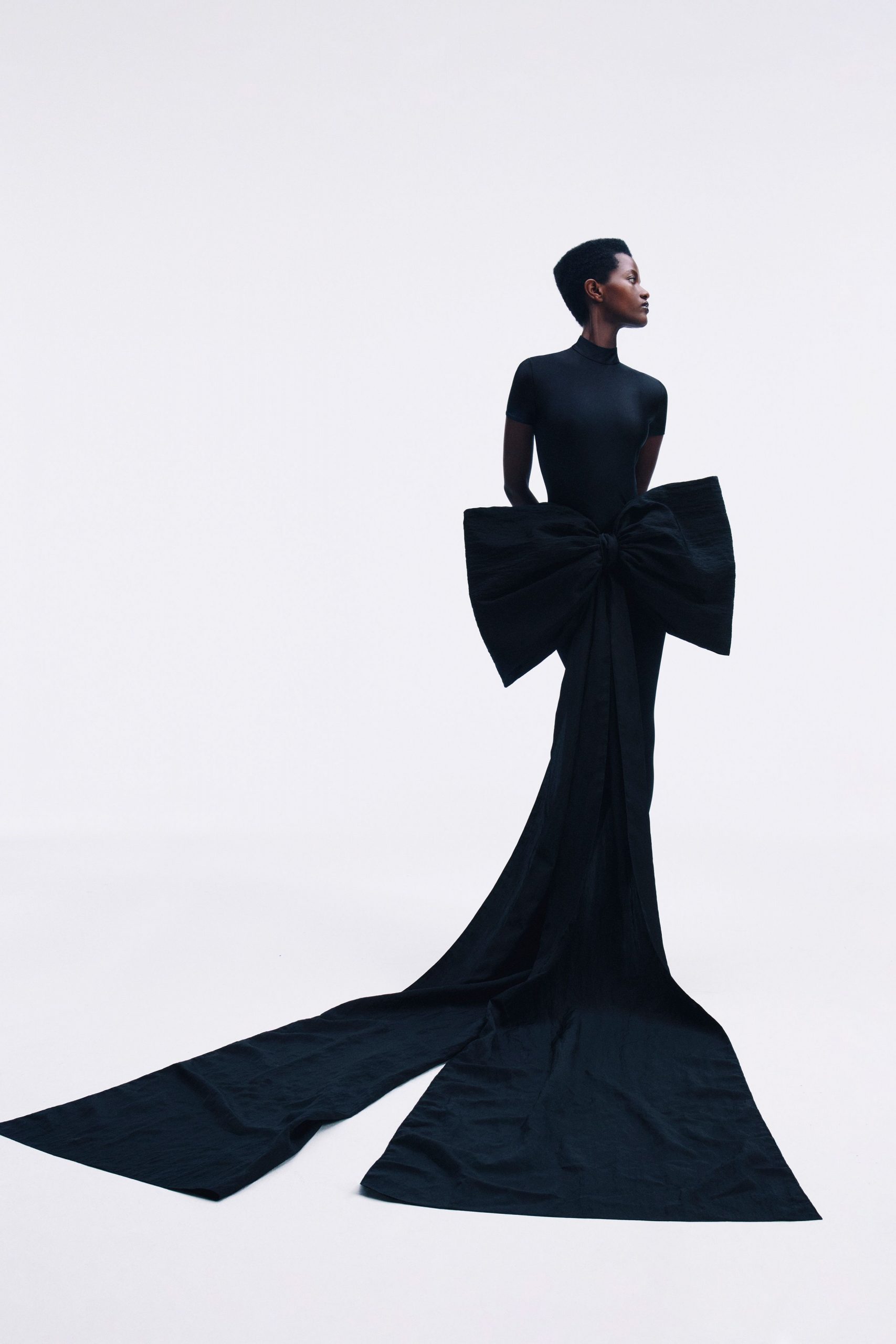 black sleeveless gown