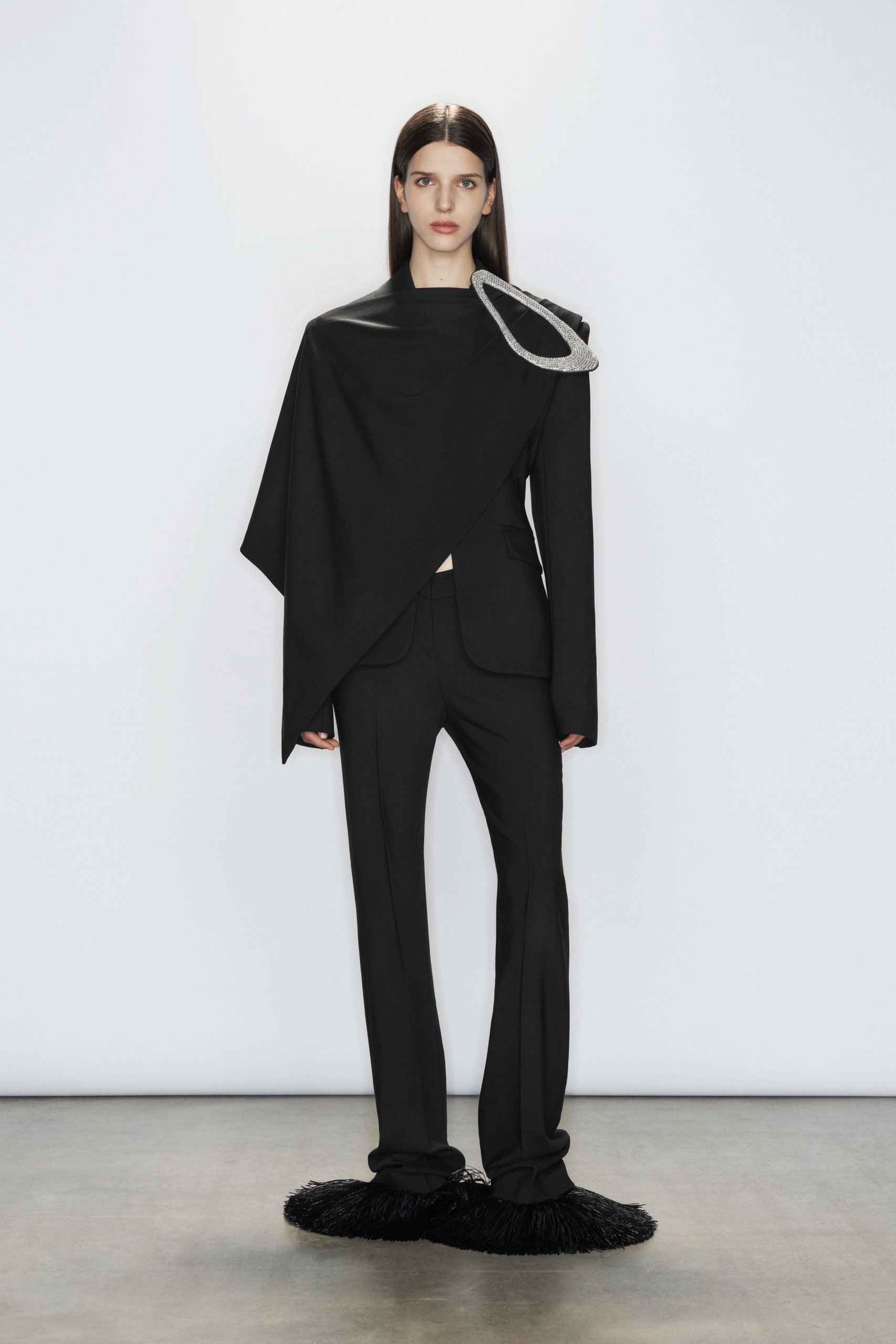 black tailored blazer and pants