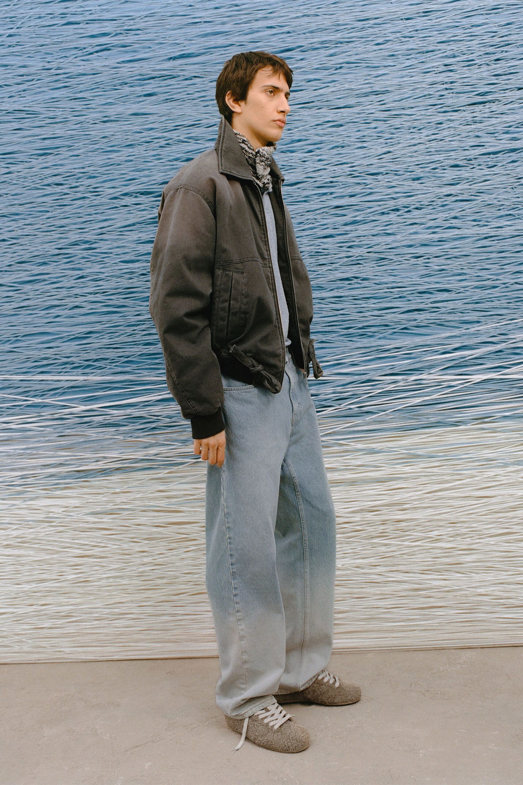 black relaxed jacket with white shirt