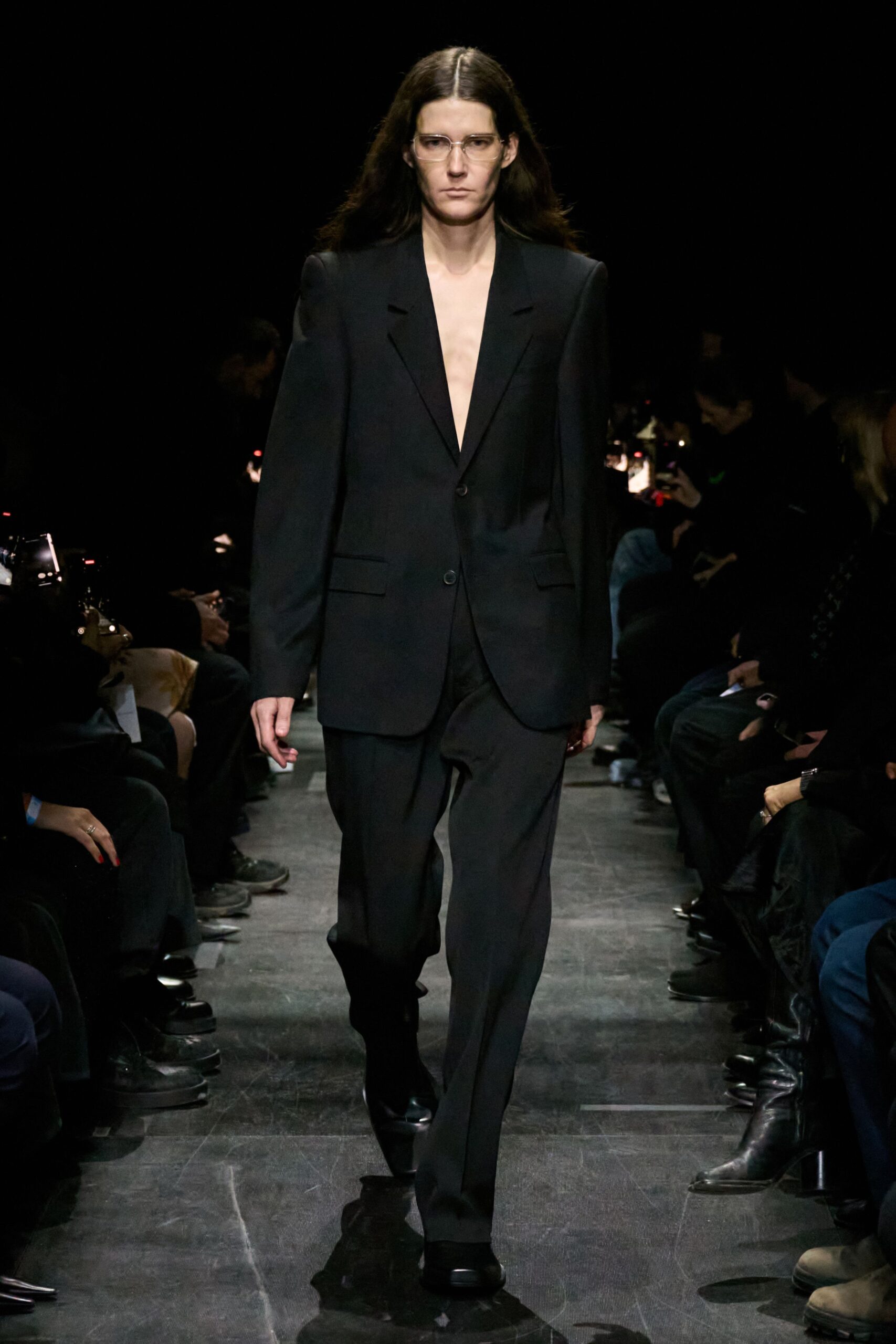 black tailored suit with shoes
