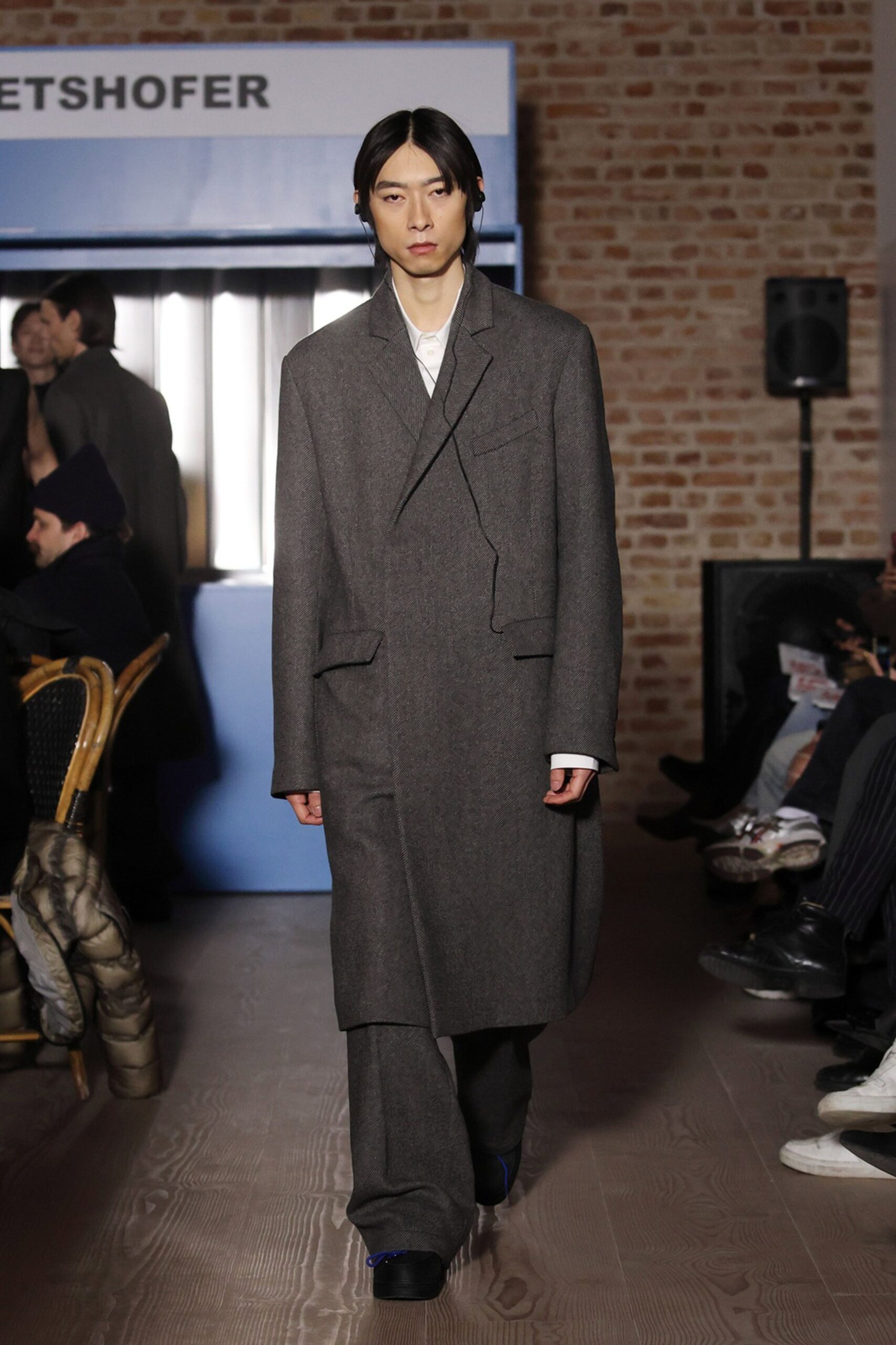 gray wool coat and pants