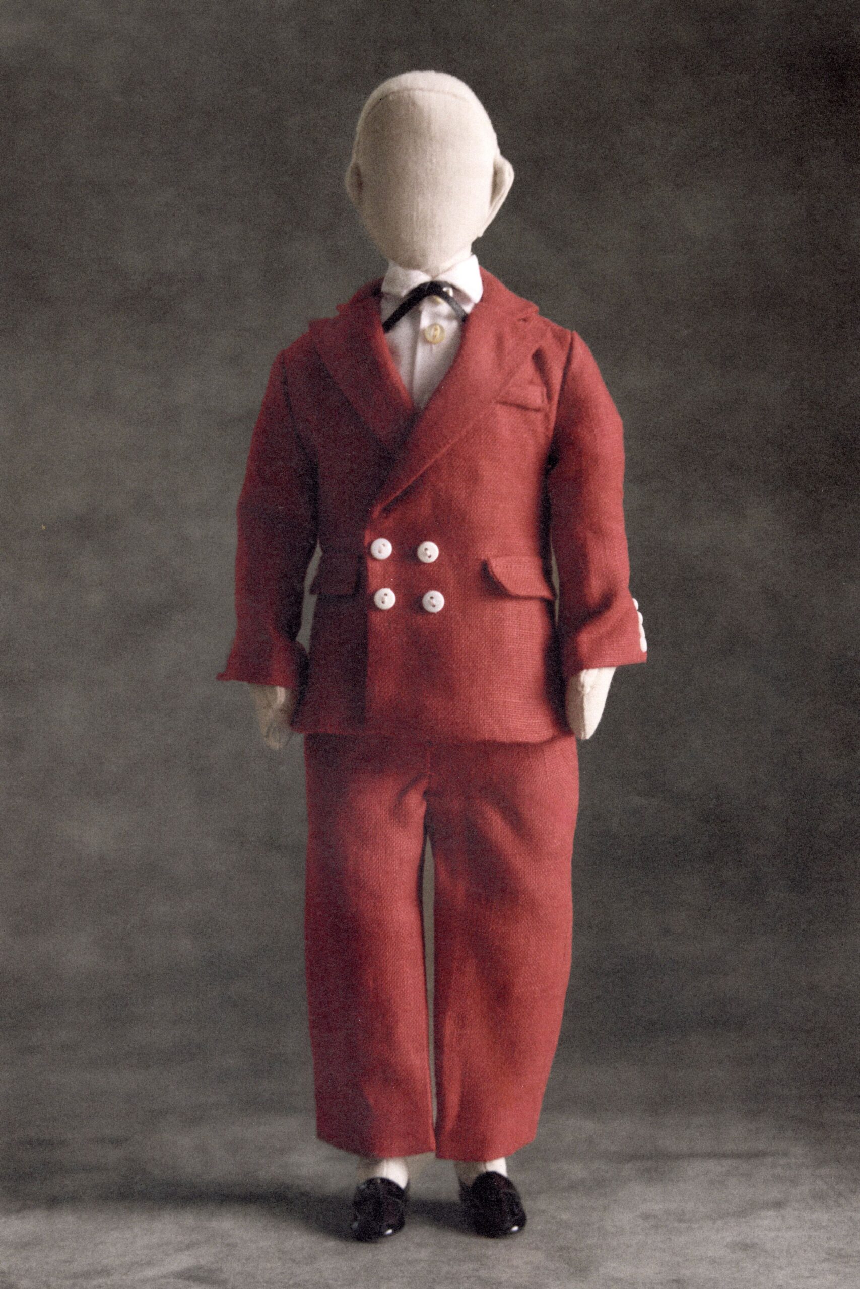 red wool long-sleeve double-breasted structured buttoned pockets jacket