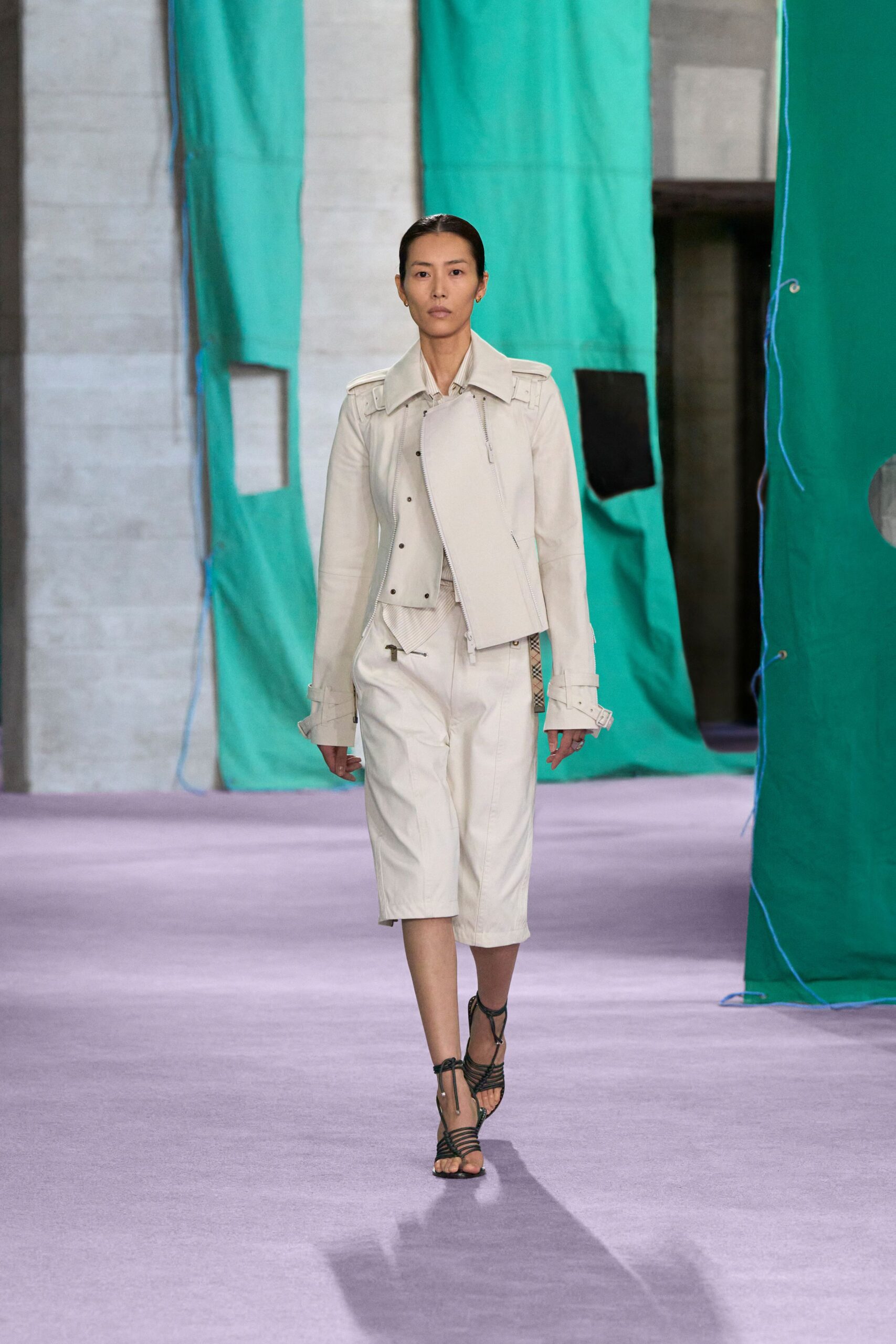 white fitted jacket with shorts
