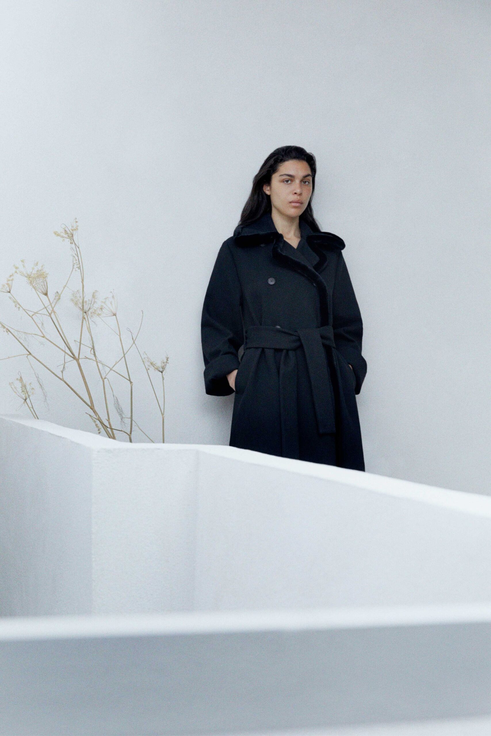 black belted wool coat