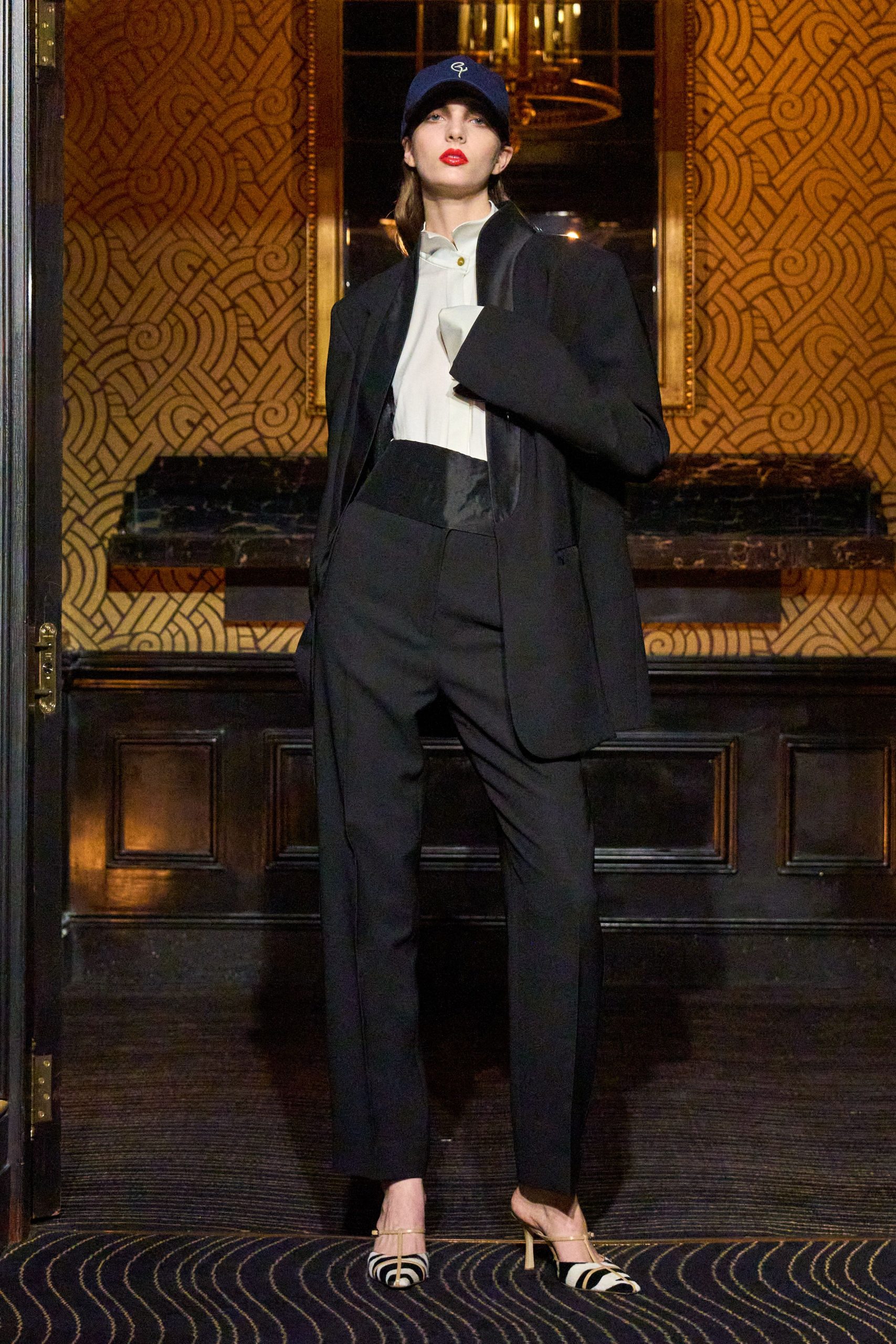 black tailored blazer with white shirt