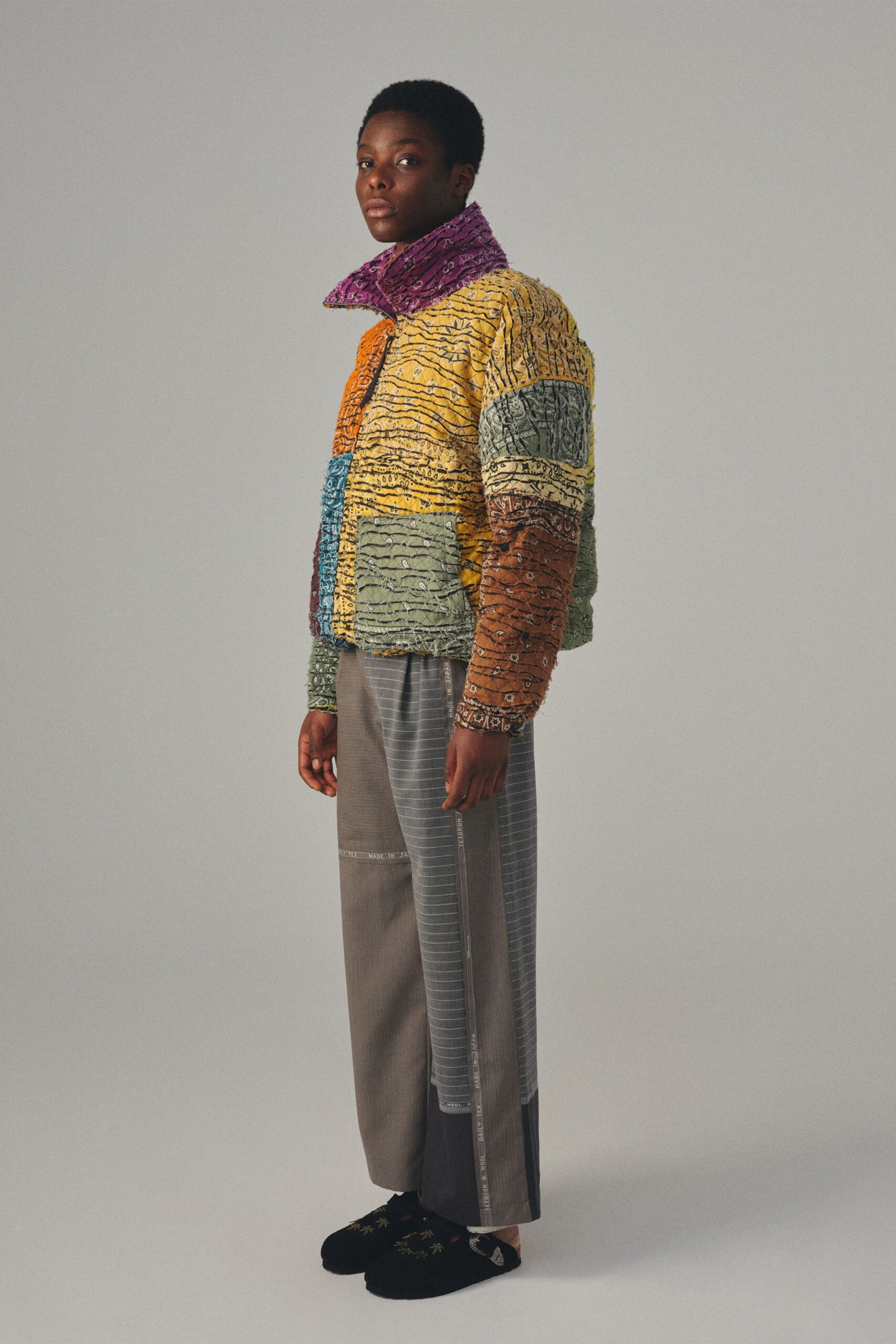 gray unknown relaxed wide-leg pinstriped pants