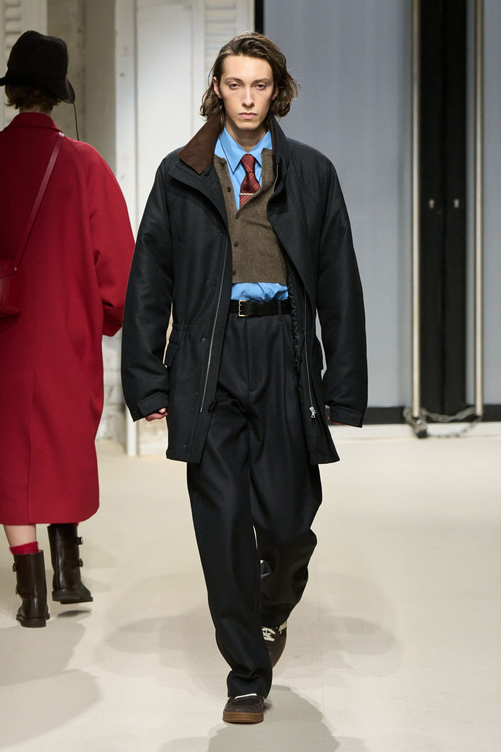 oversized black coat with vest