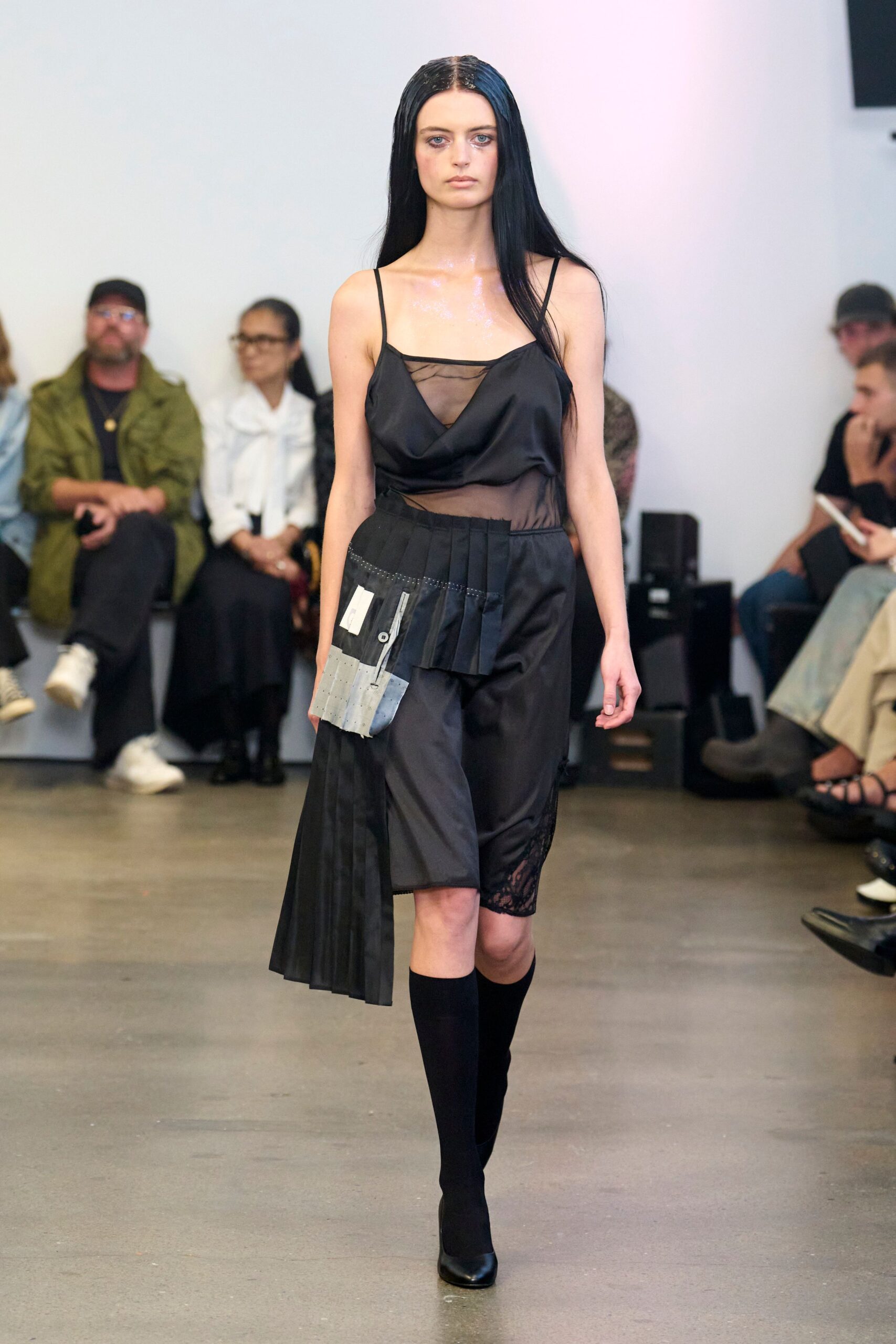black leather fitted straight-leg maxi boots