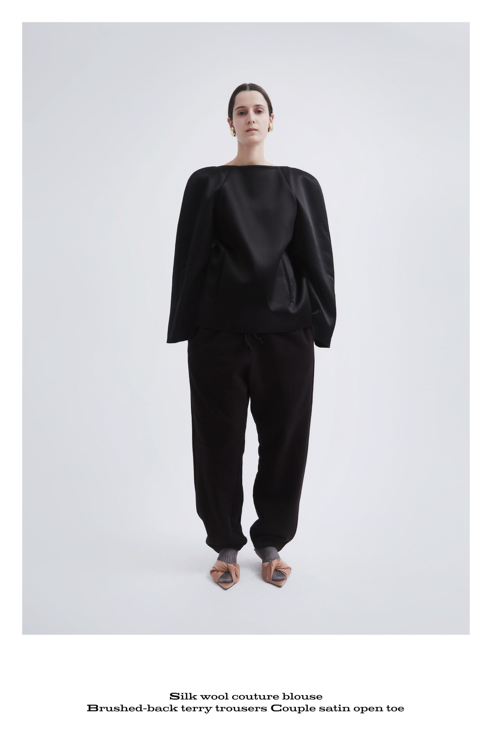 black silk wool blouse with trousers