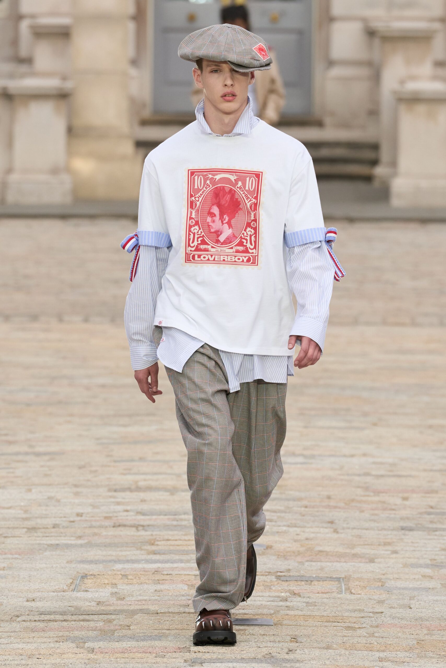 white relaxed t-shirt with blue shirt