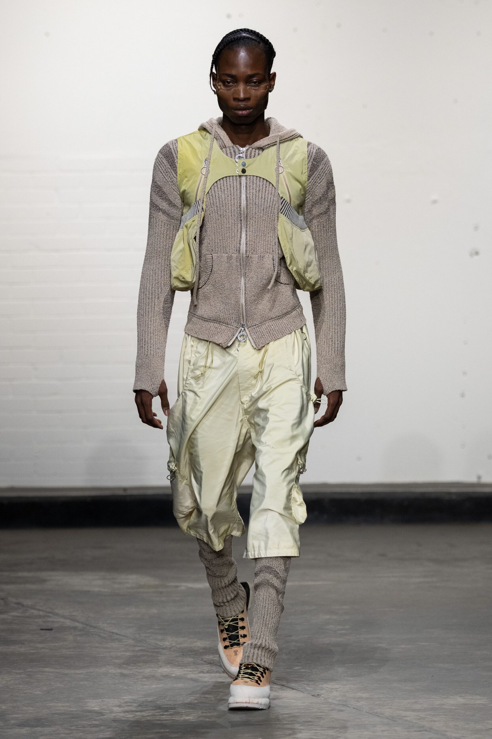 green silk relaxed zippered cargo pants