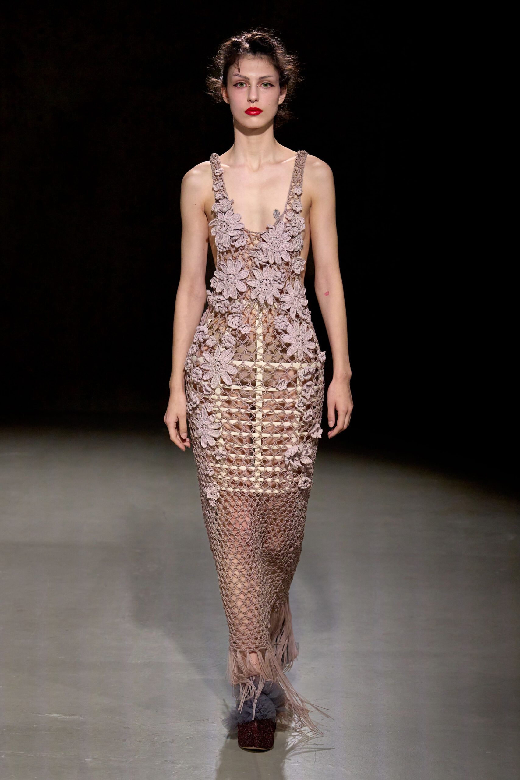 beige lace embroidered maxi dress