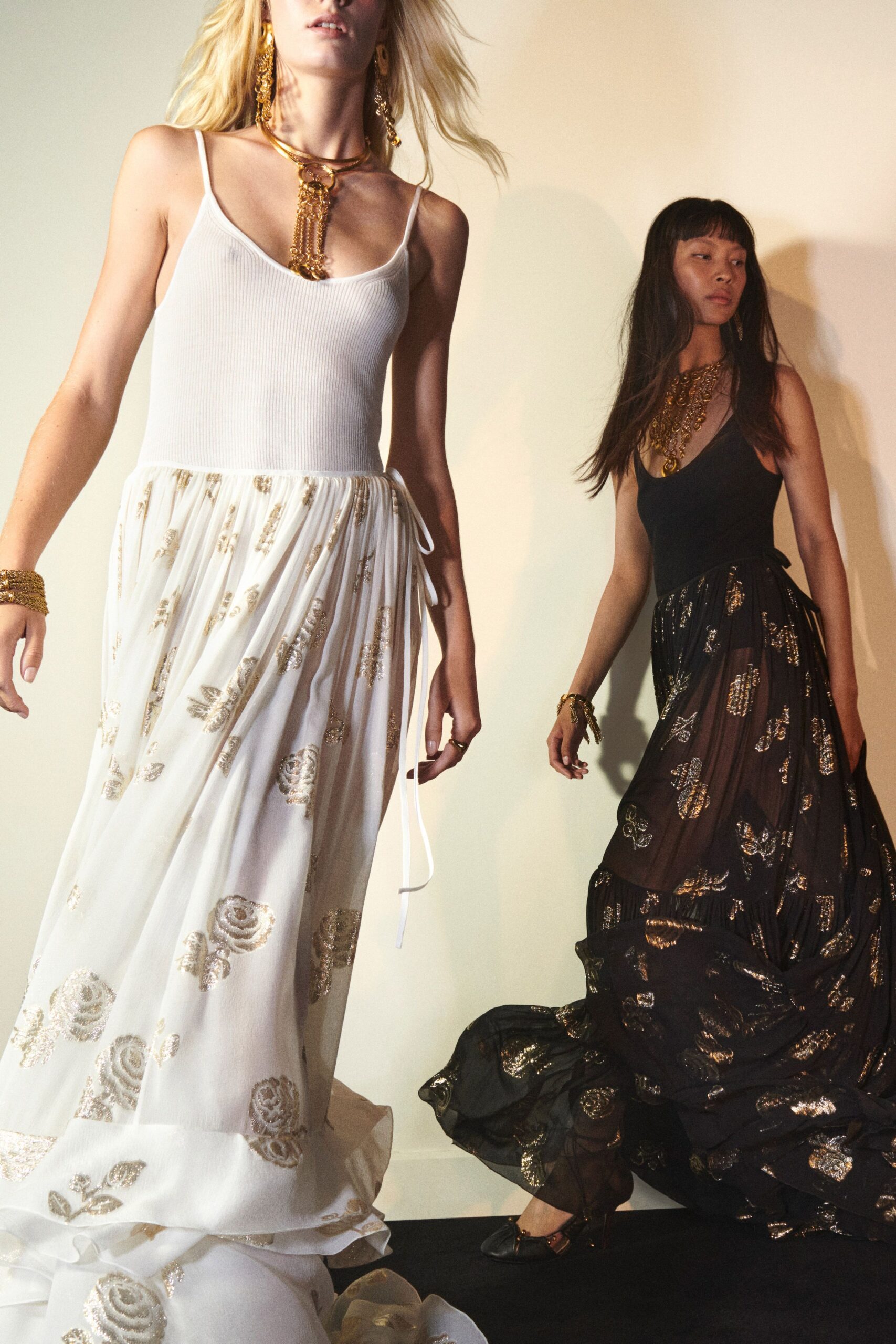 white and black embroidered maxi dresses