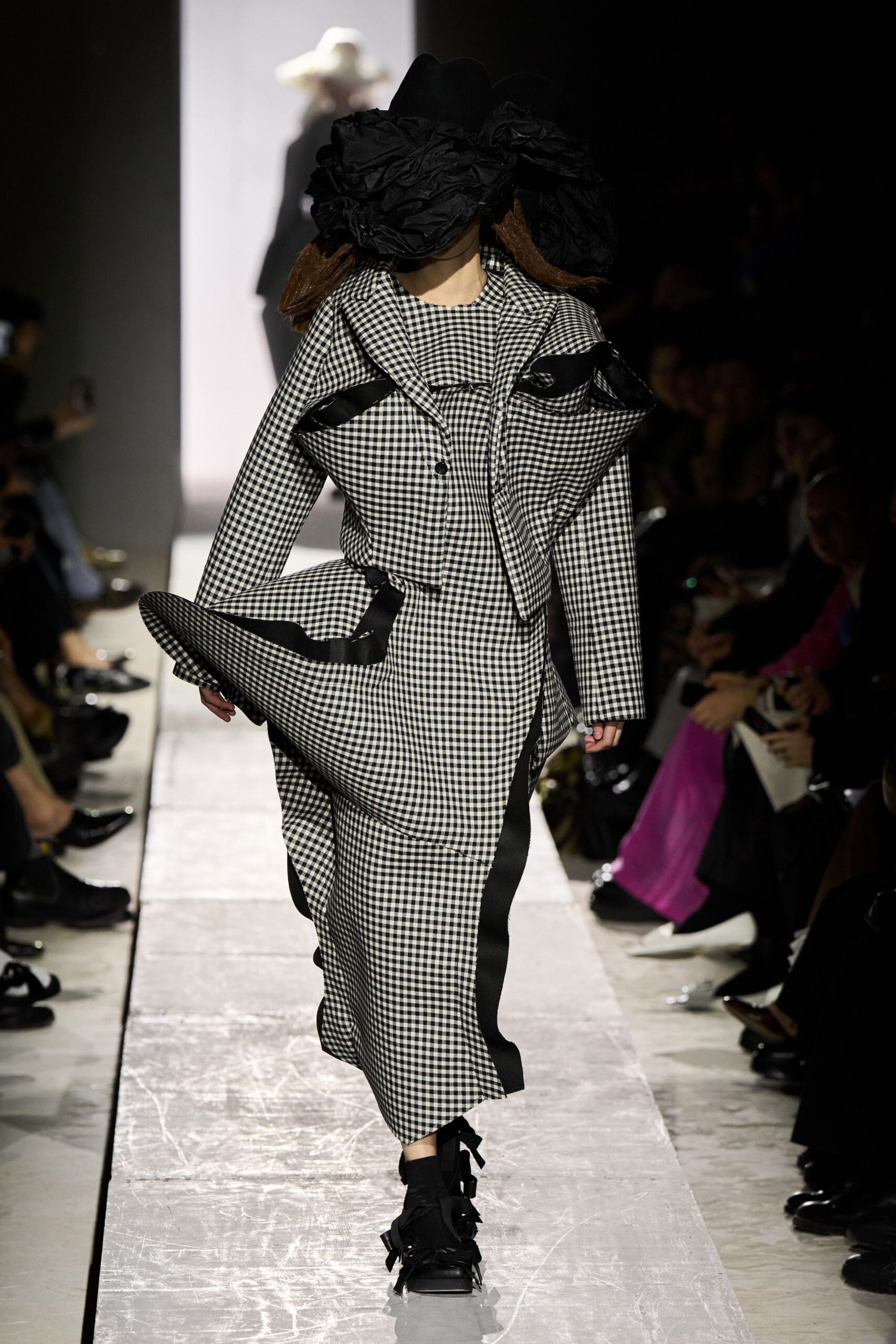 black and white checked coat and dress