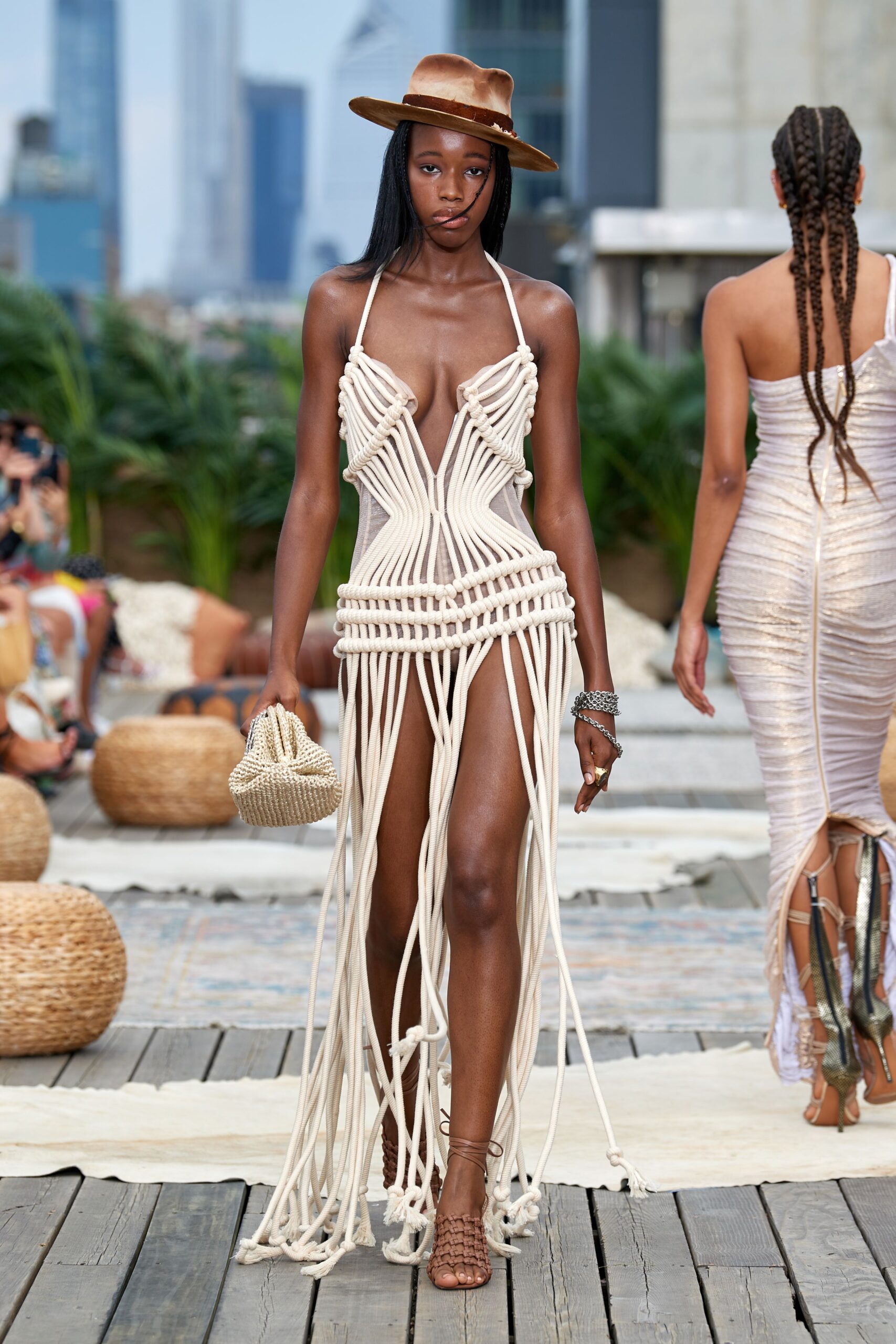 ivory openwork halter maxi dress