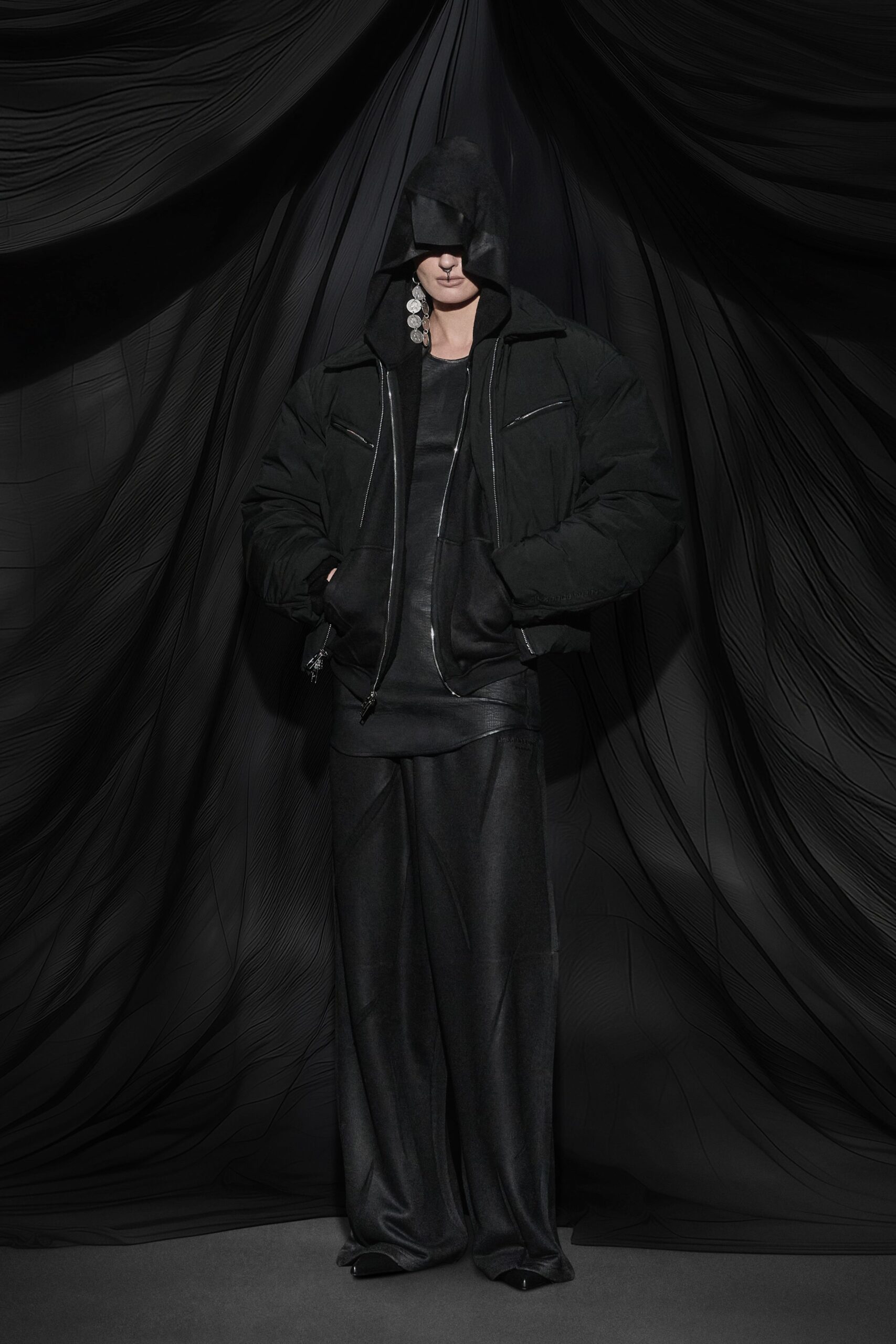 black relaxed jacket with hood