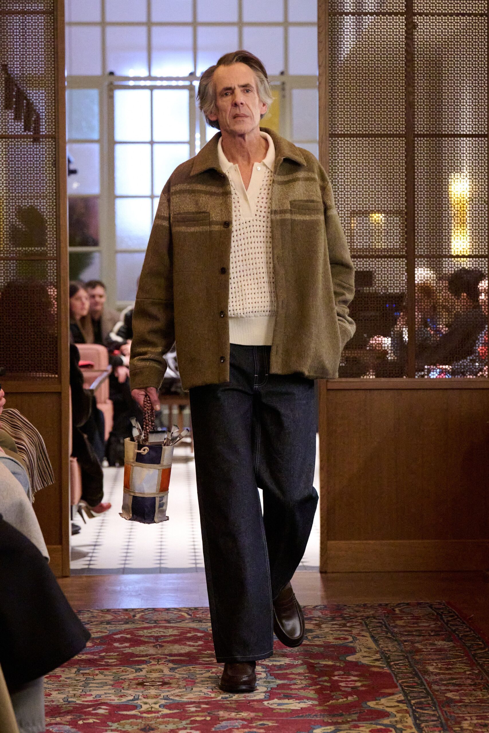 brown wool long-sleeve collared relaxed buttoned jacket