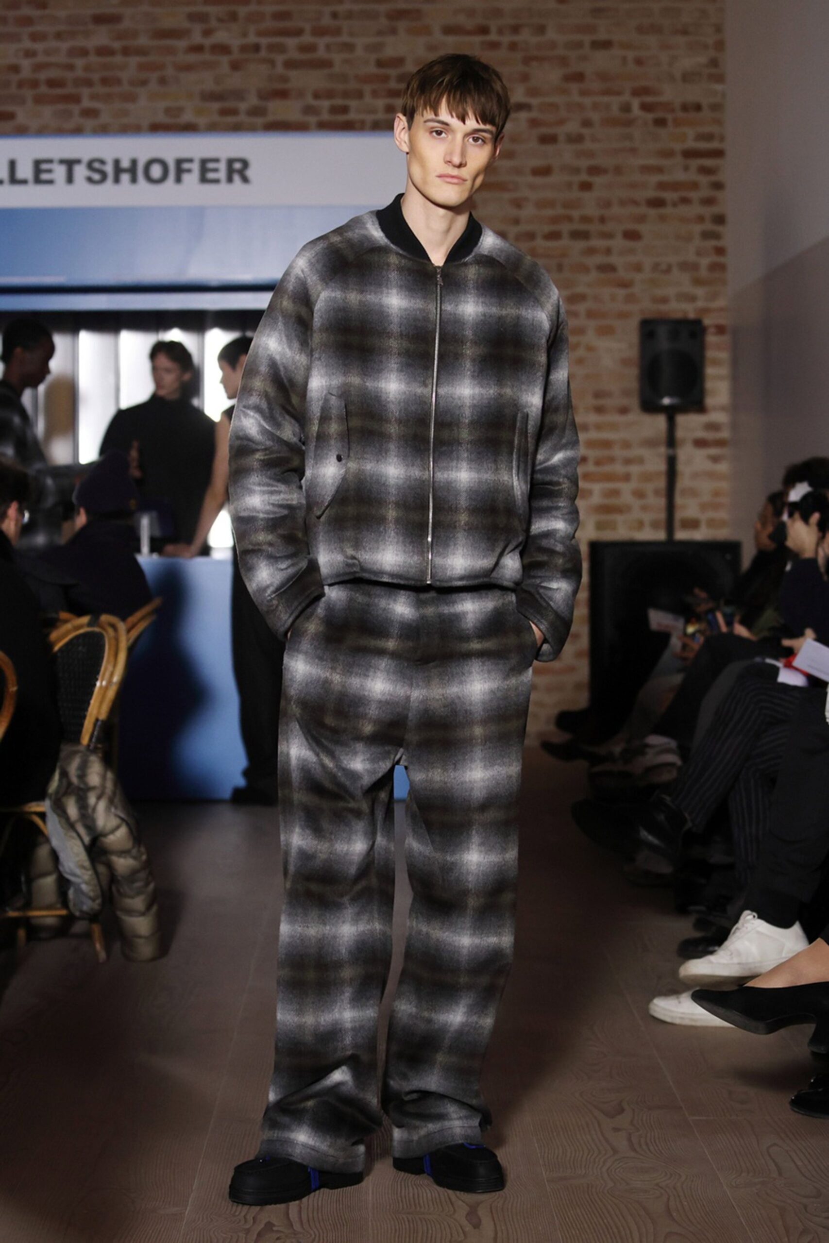 relaxed black and gray checked outfit