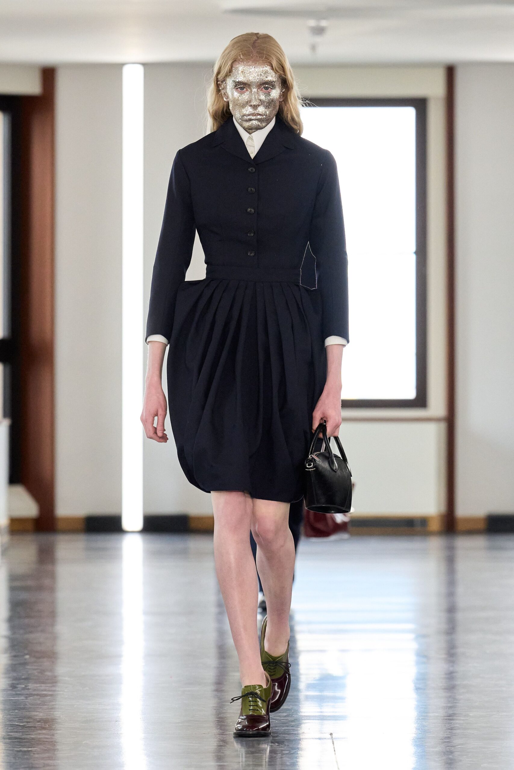 black midi dress with pleats