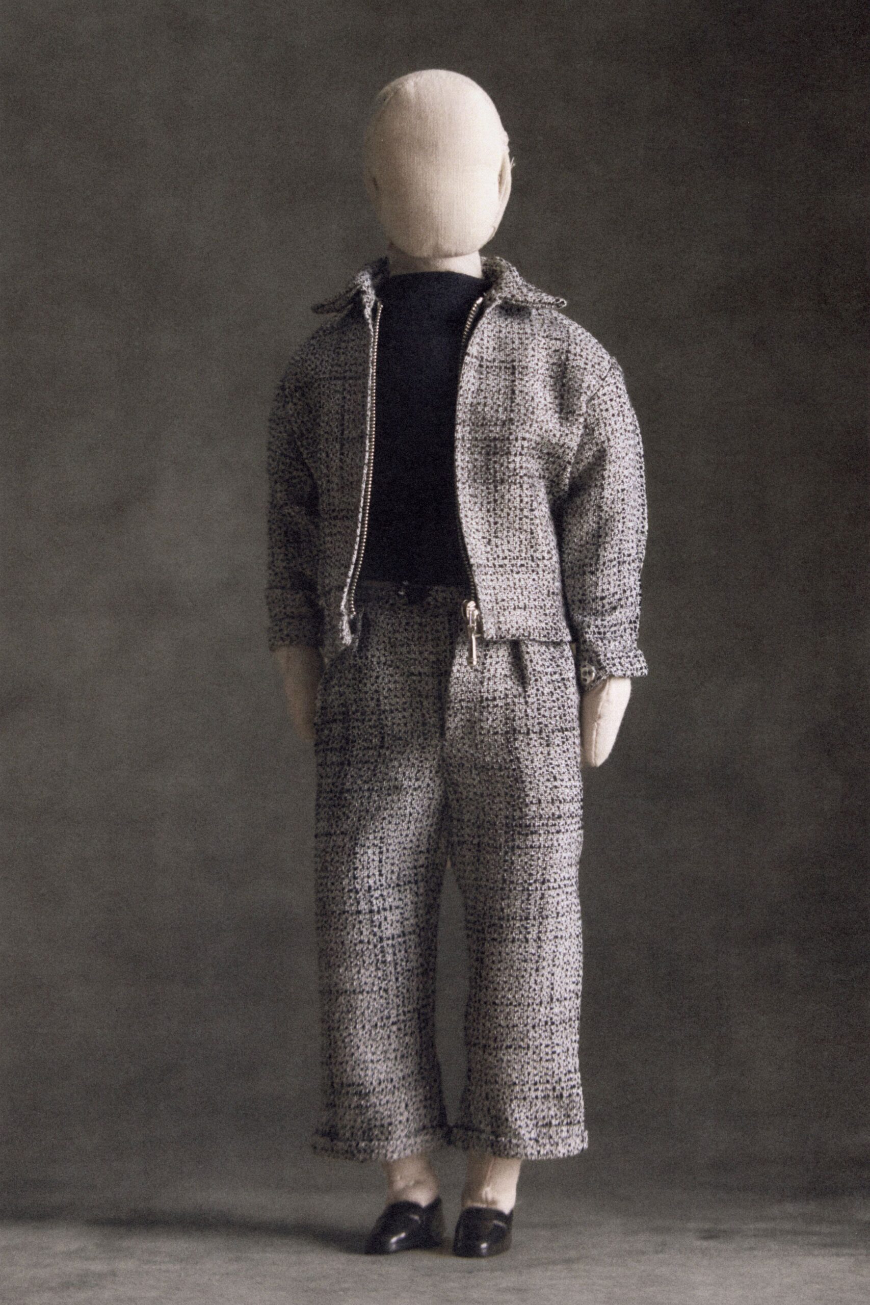 white tweed relaxed wide-leg textured cropped pants