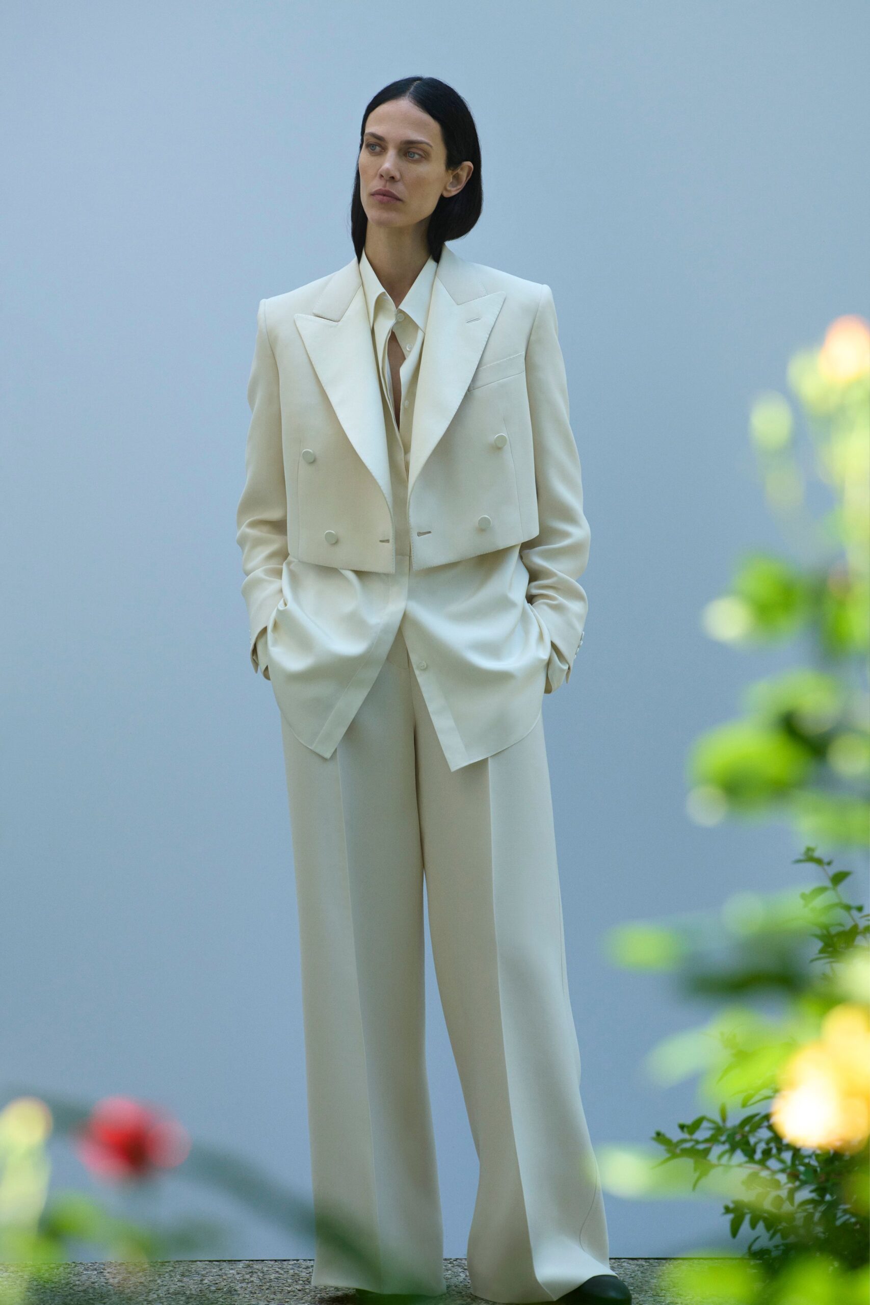 white tailored suit