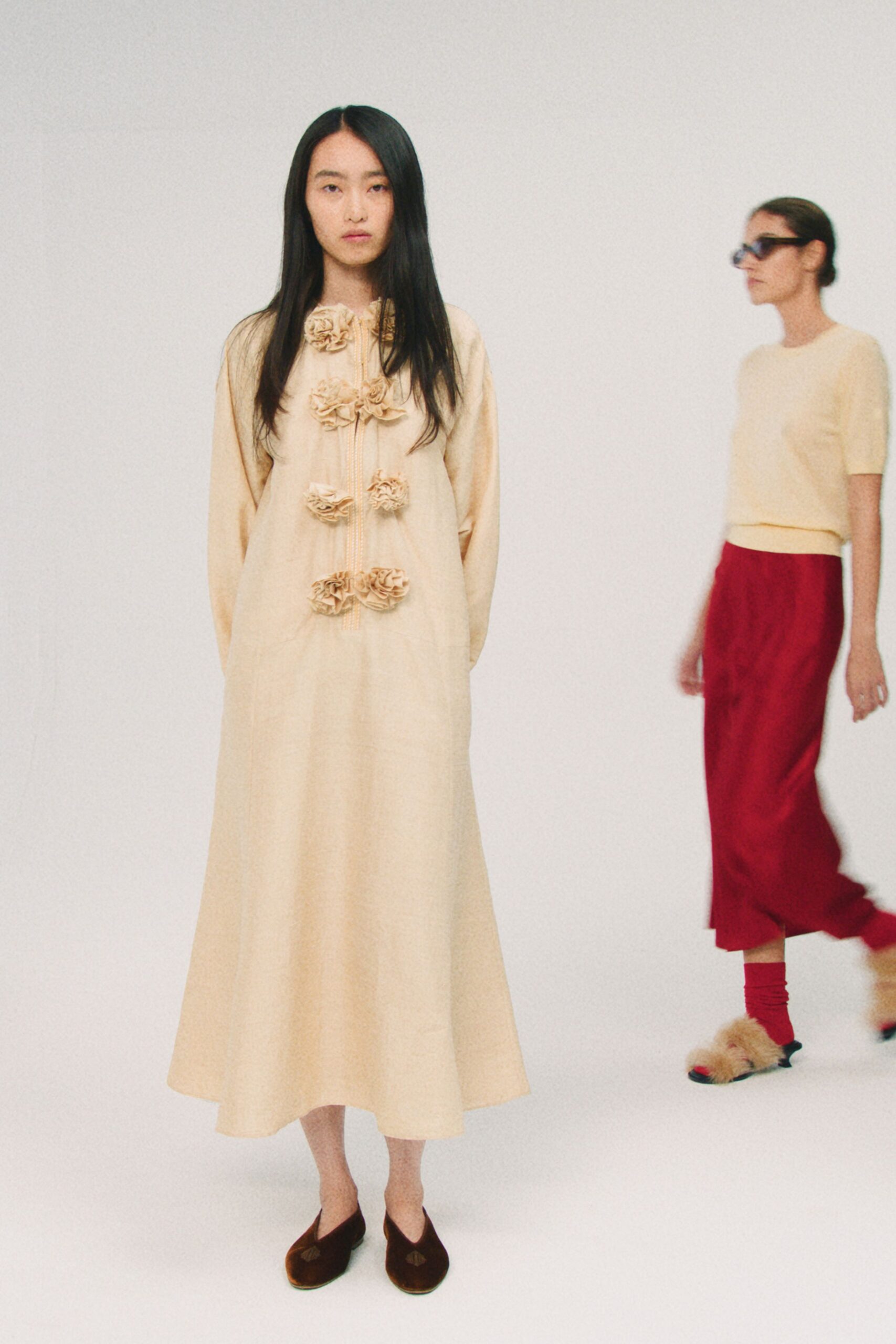 beige relaxed midi dress