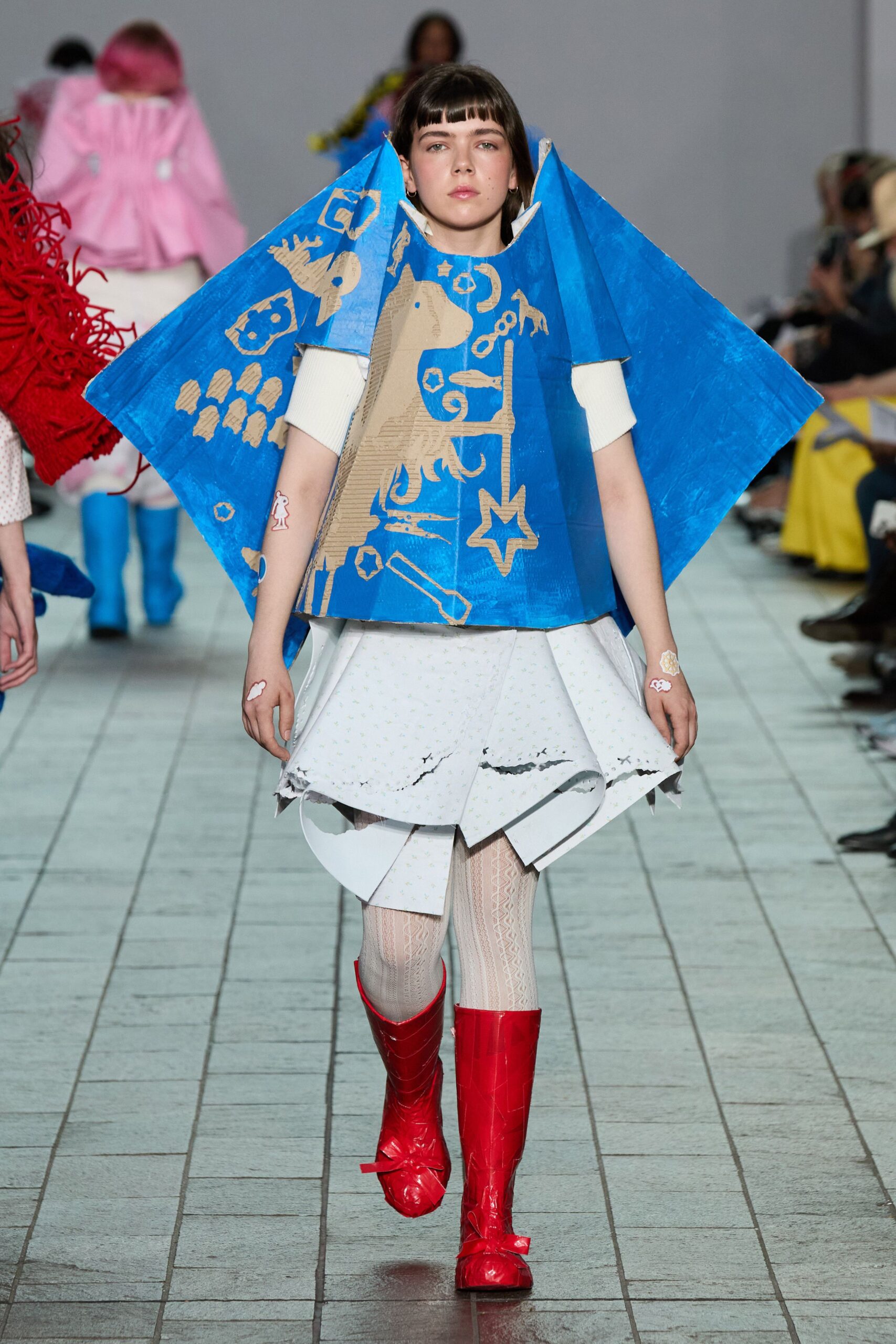 blue cotton relaxed printed cape