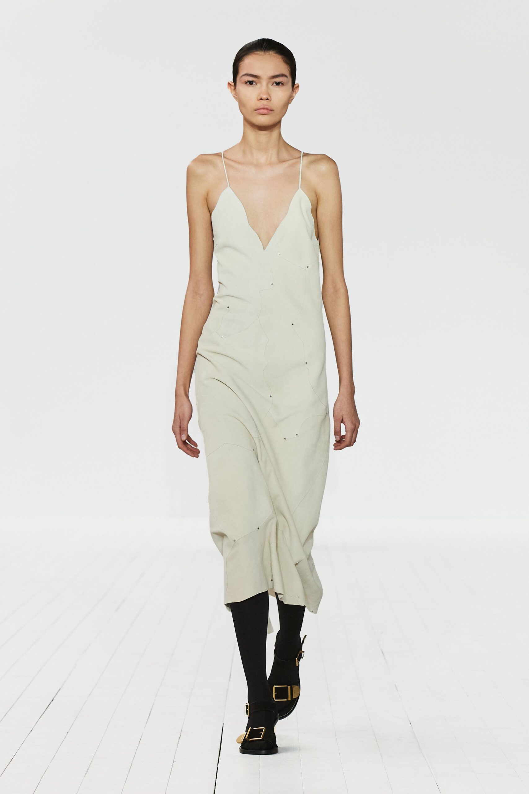 ivory unknown spaghetti-strap low-cut relaxed embellished flowing maxi-dress