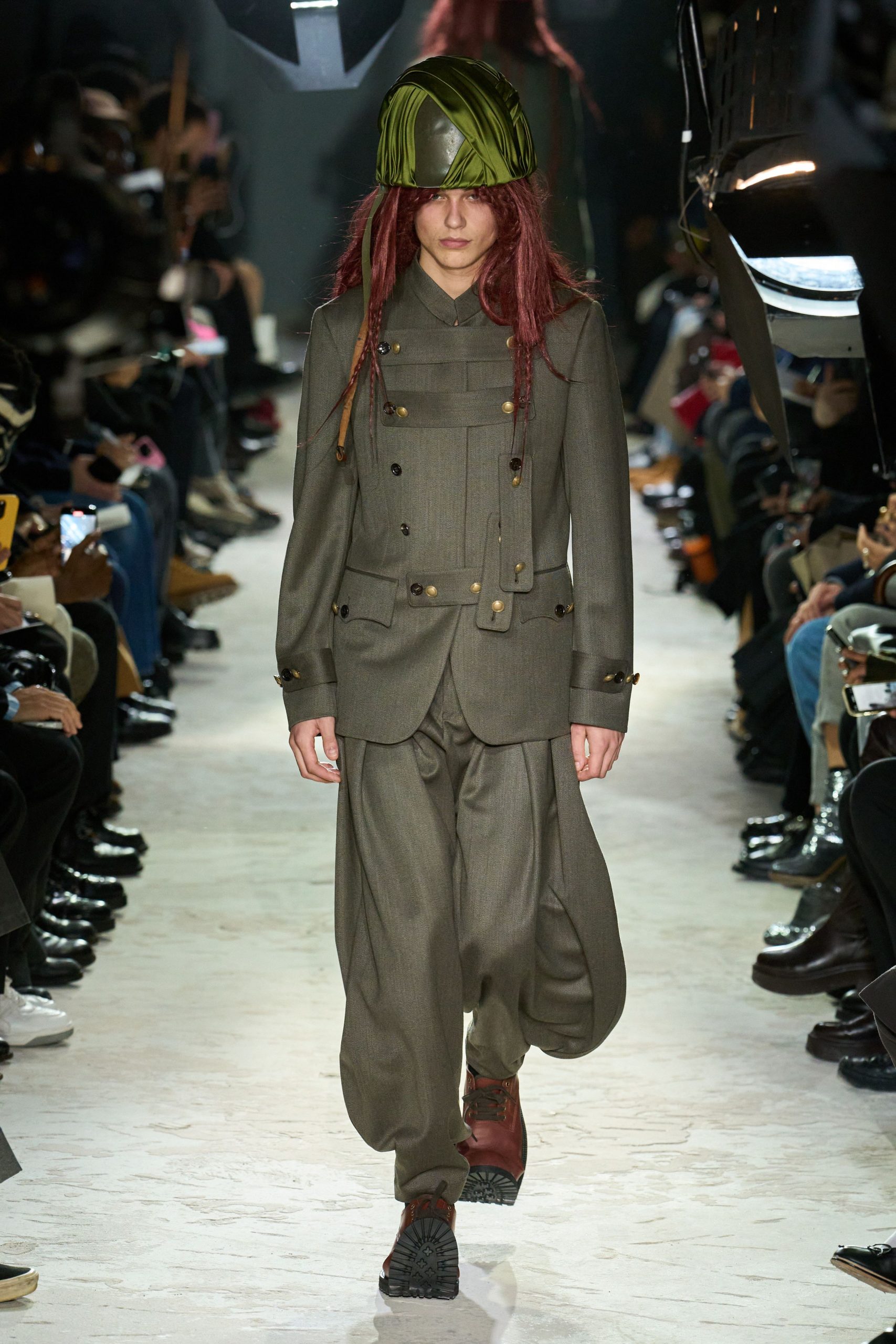 gray wool relaxed suit with hat