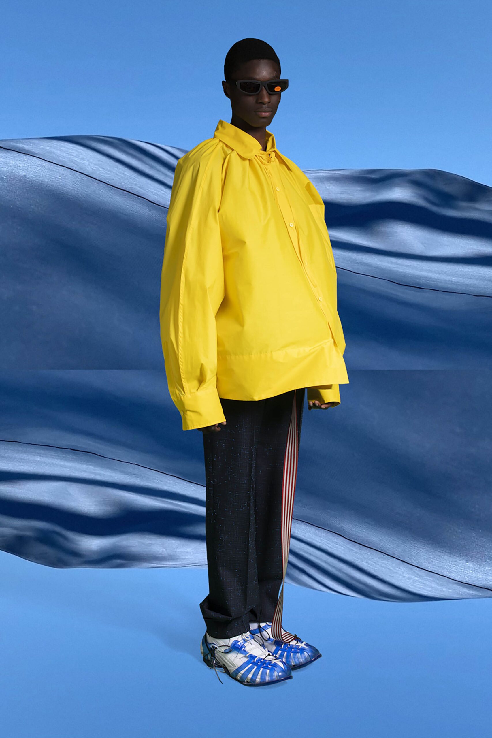 oversized yellow collared shirt