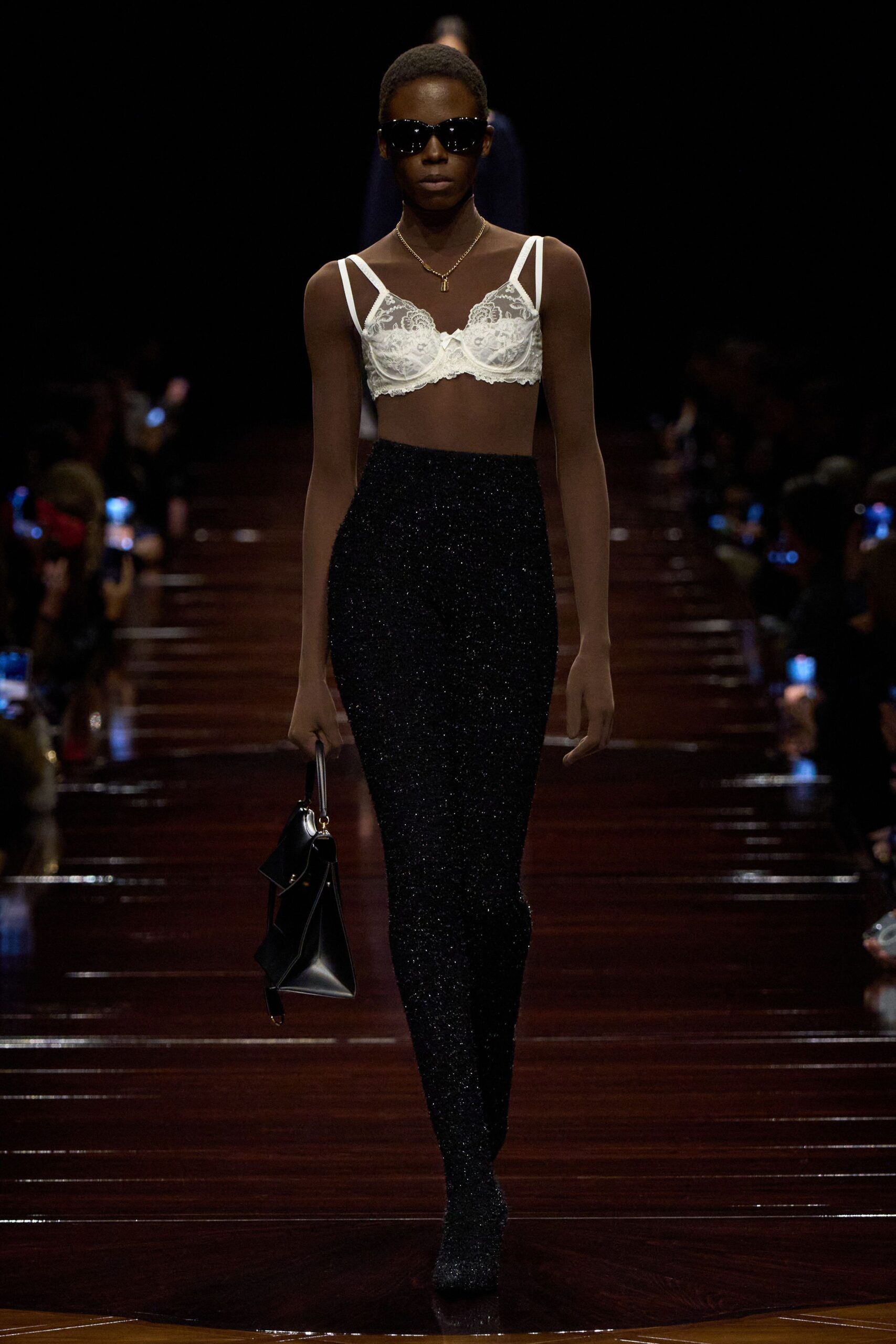 black cotton fitted high-waisted straight-leg shiny pants