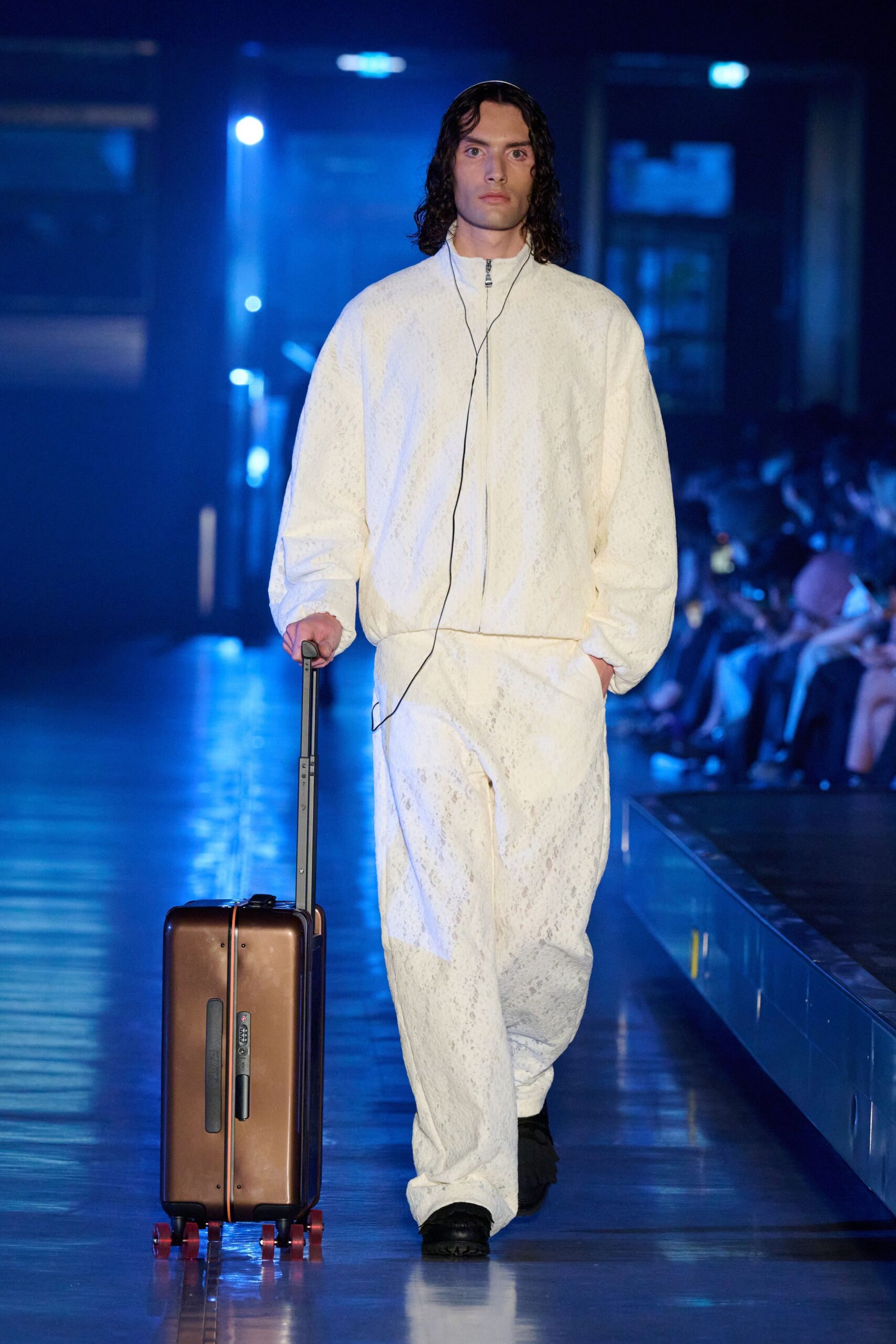 white textured runway set