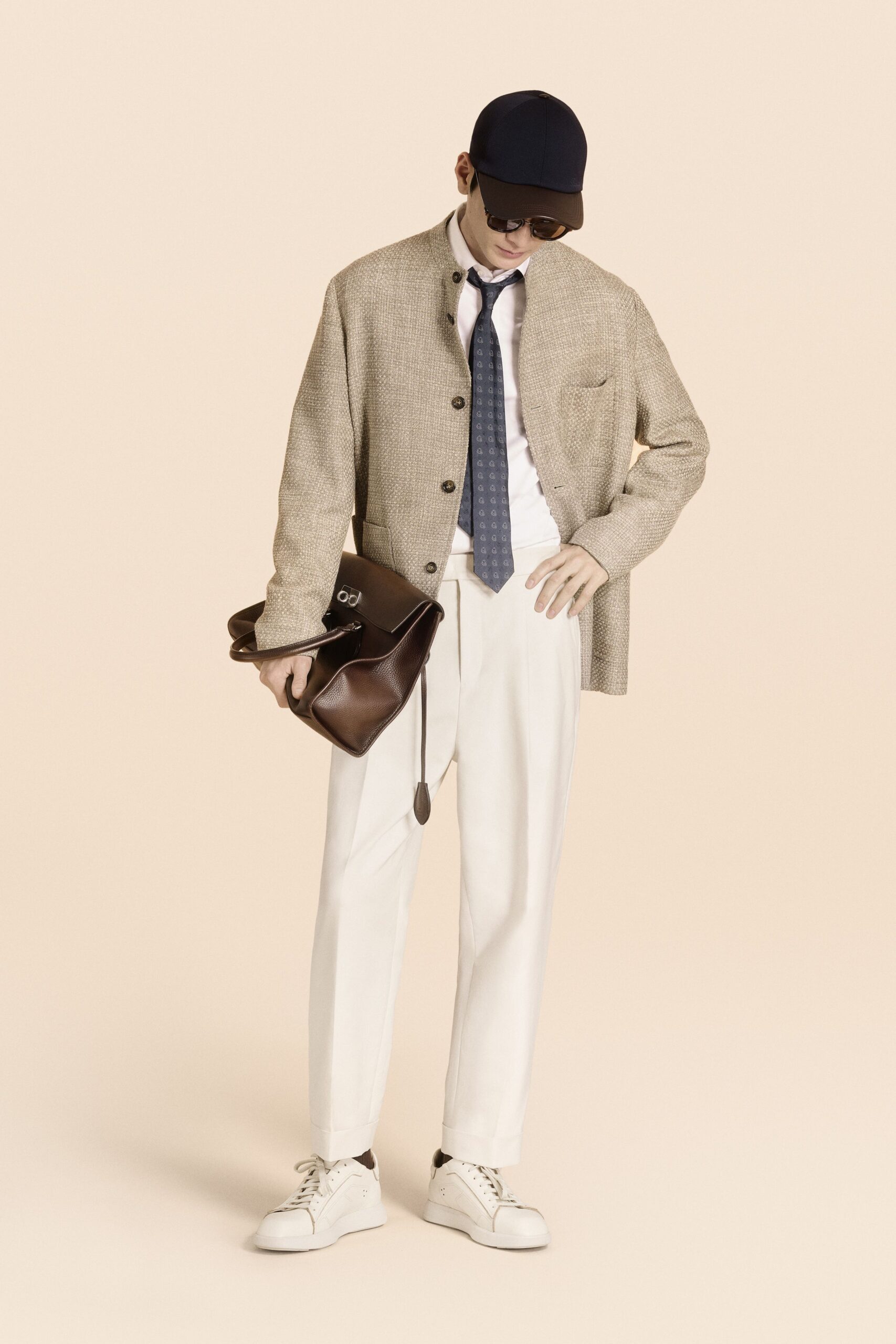 white wool tailored straight-leg pants