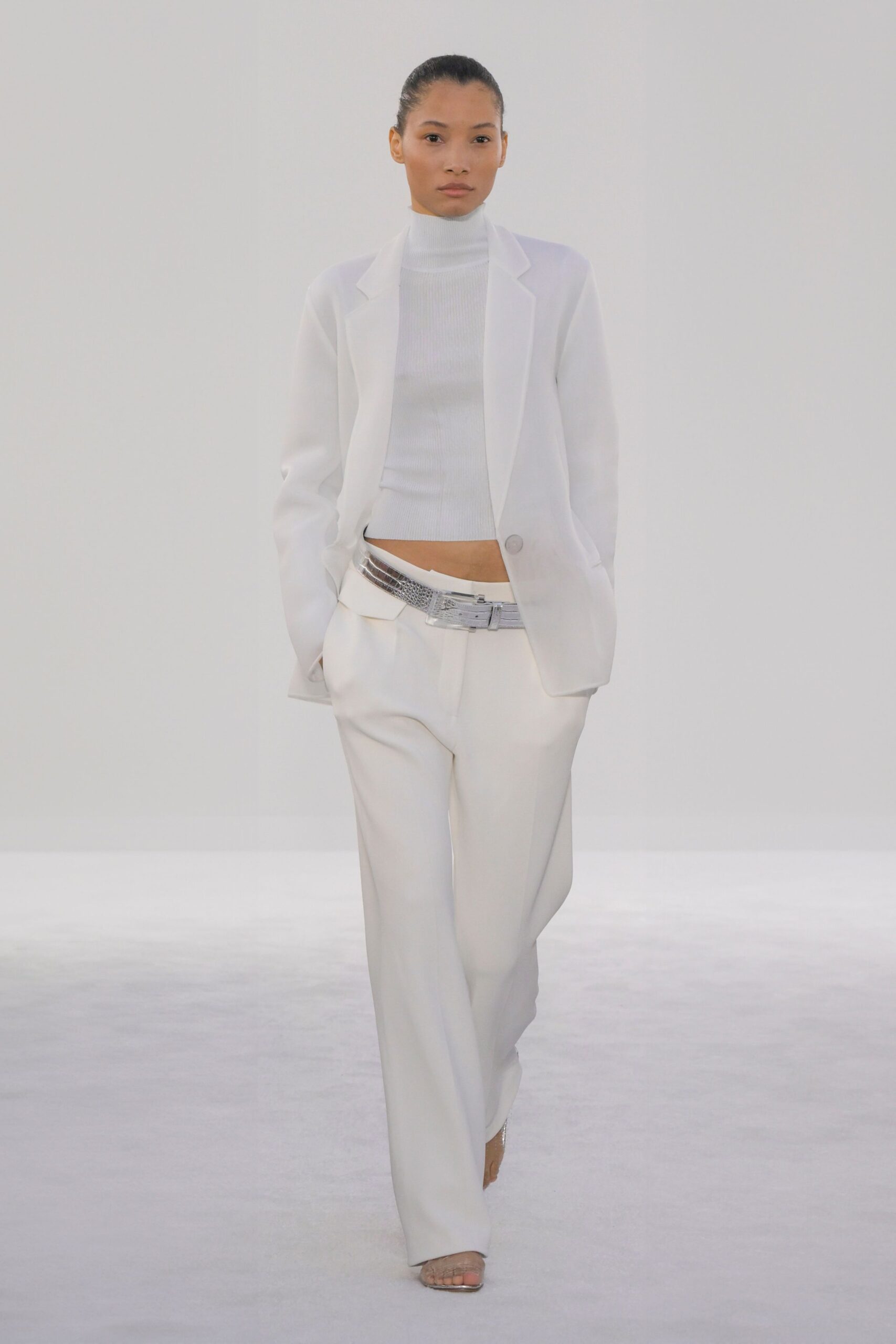 white tailored blazer with top and pants